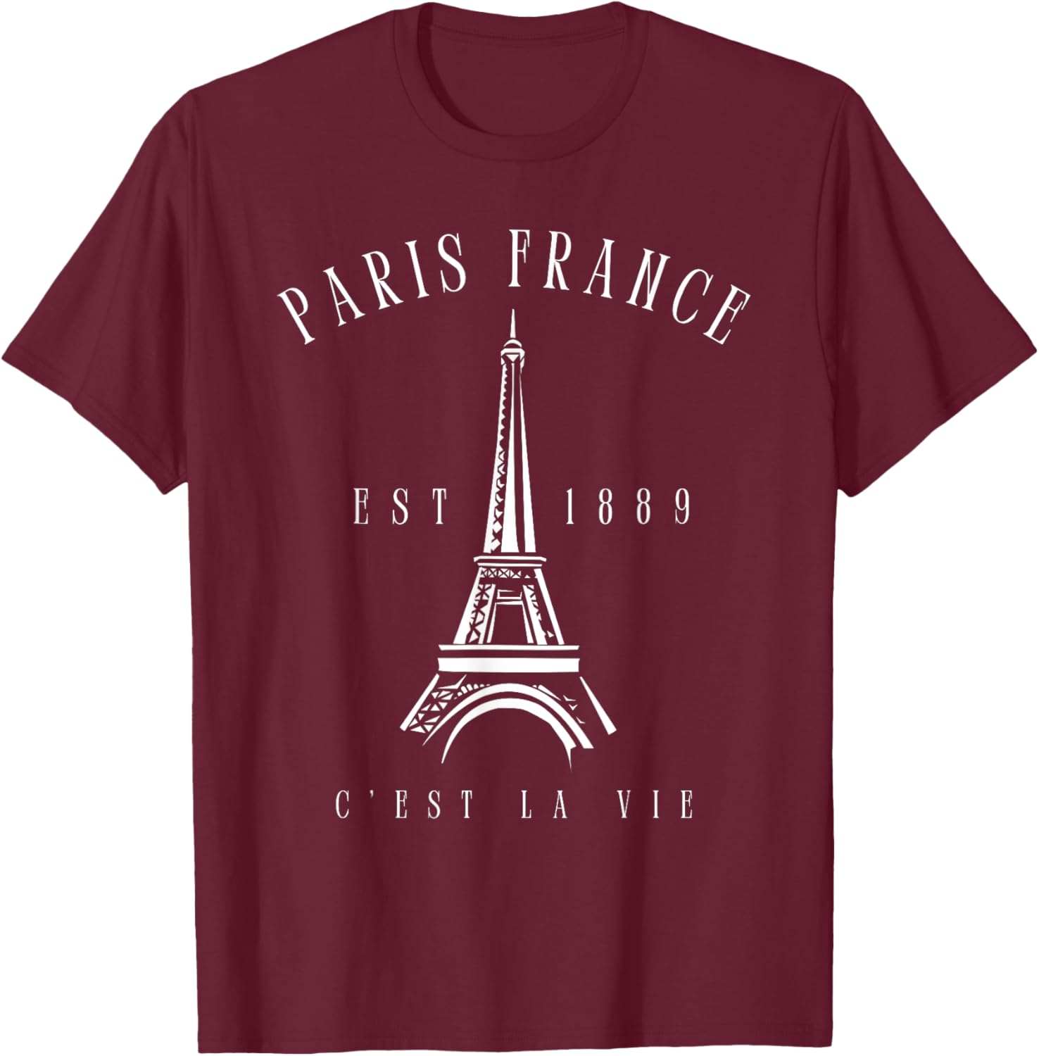 Vintage Paris Tee Shirt with Eiffel Tower C'est la Vie Design - 7