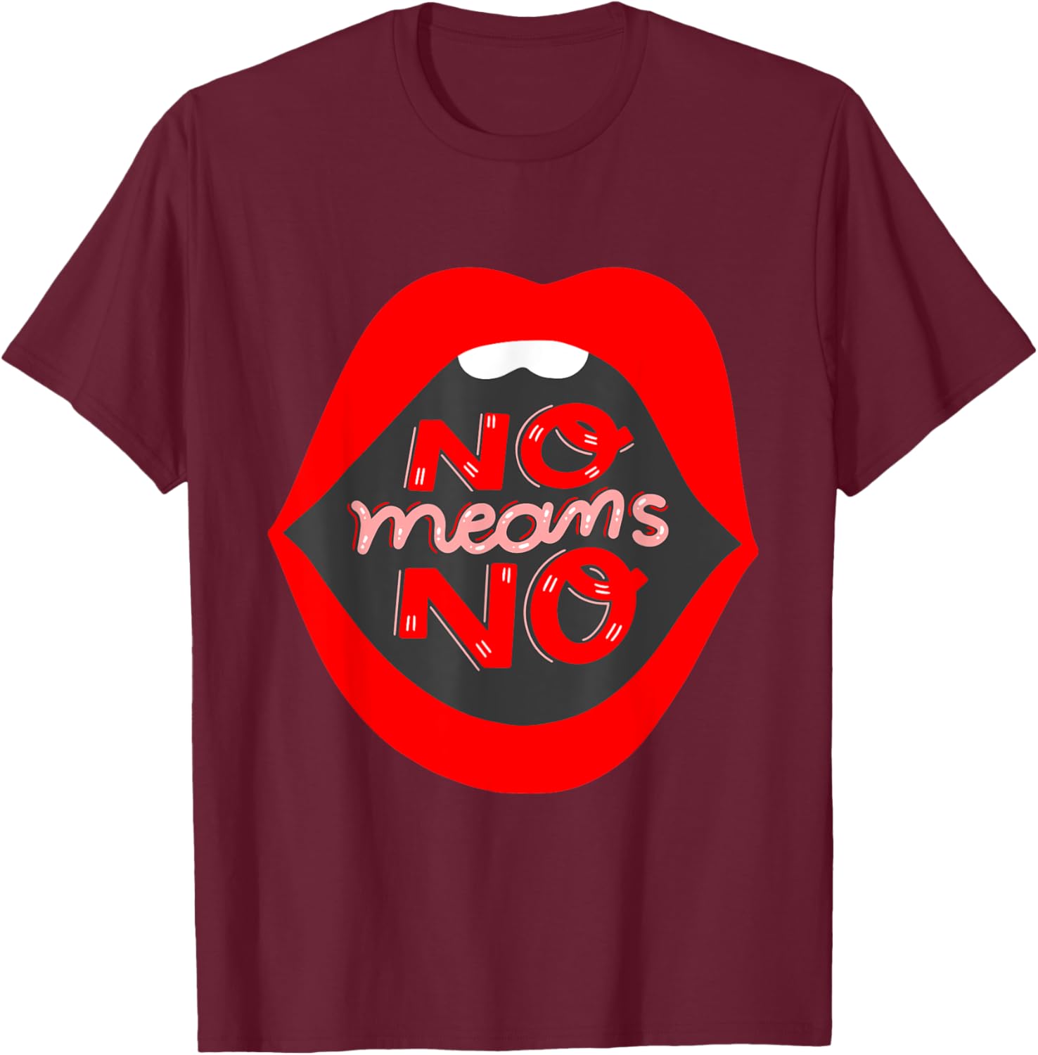 Retro Feminist No Means No Consent Pop Art Lips T-Shirt for Awareness - 27
