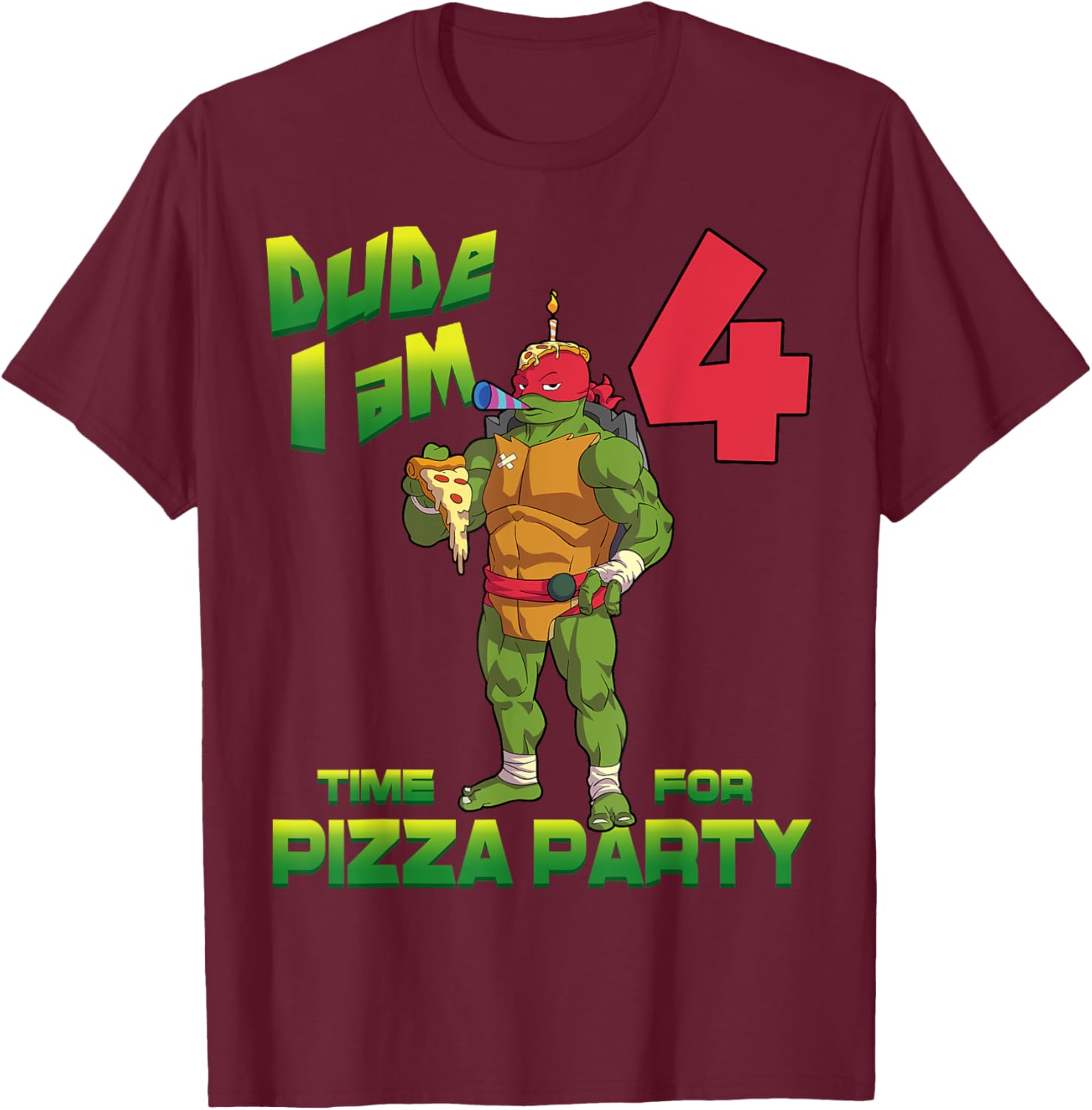 TMNT Raph Pizza Birthday Party T-Shirt for 4 Year Olds - Fun Kid's Clothing - 25