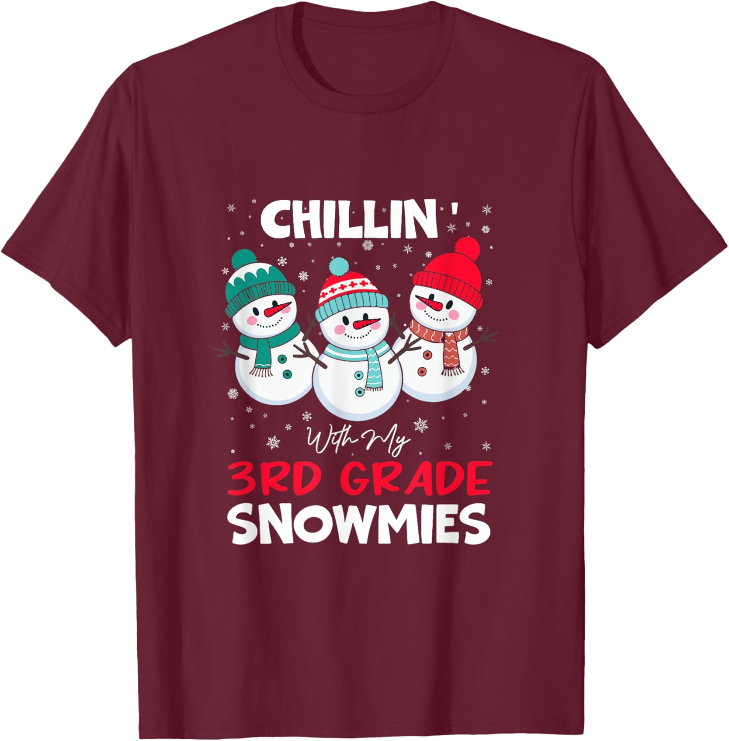 Chillin With My 3rd Grade Snowmies T-Shirt for Kids Fun Winter Wear - 15