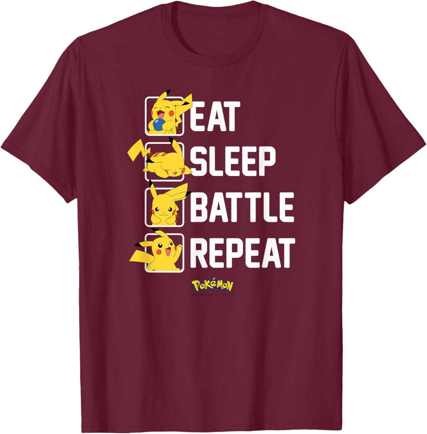 Pikachu Eat Sleep Battle Repeat T-Shirt for Pokémon Fans and Gamers - 4