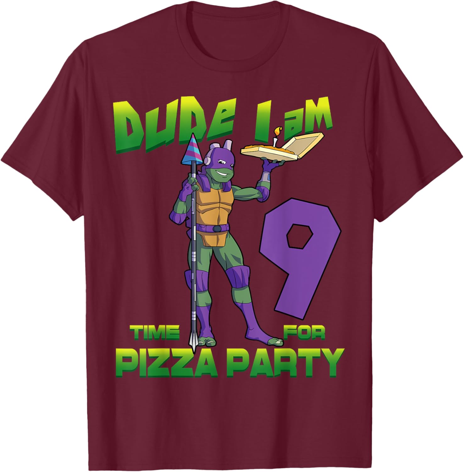 TMNT Birthday T-Shirt for Kids - Dude I am 9 Years Old Donnie Style - 13