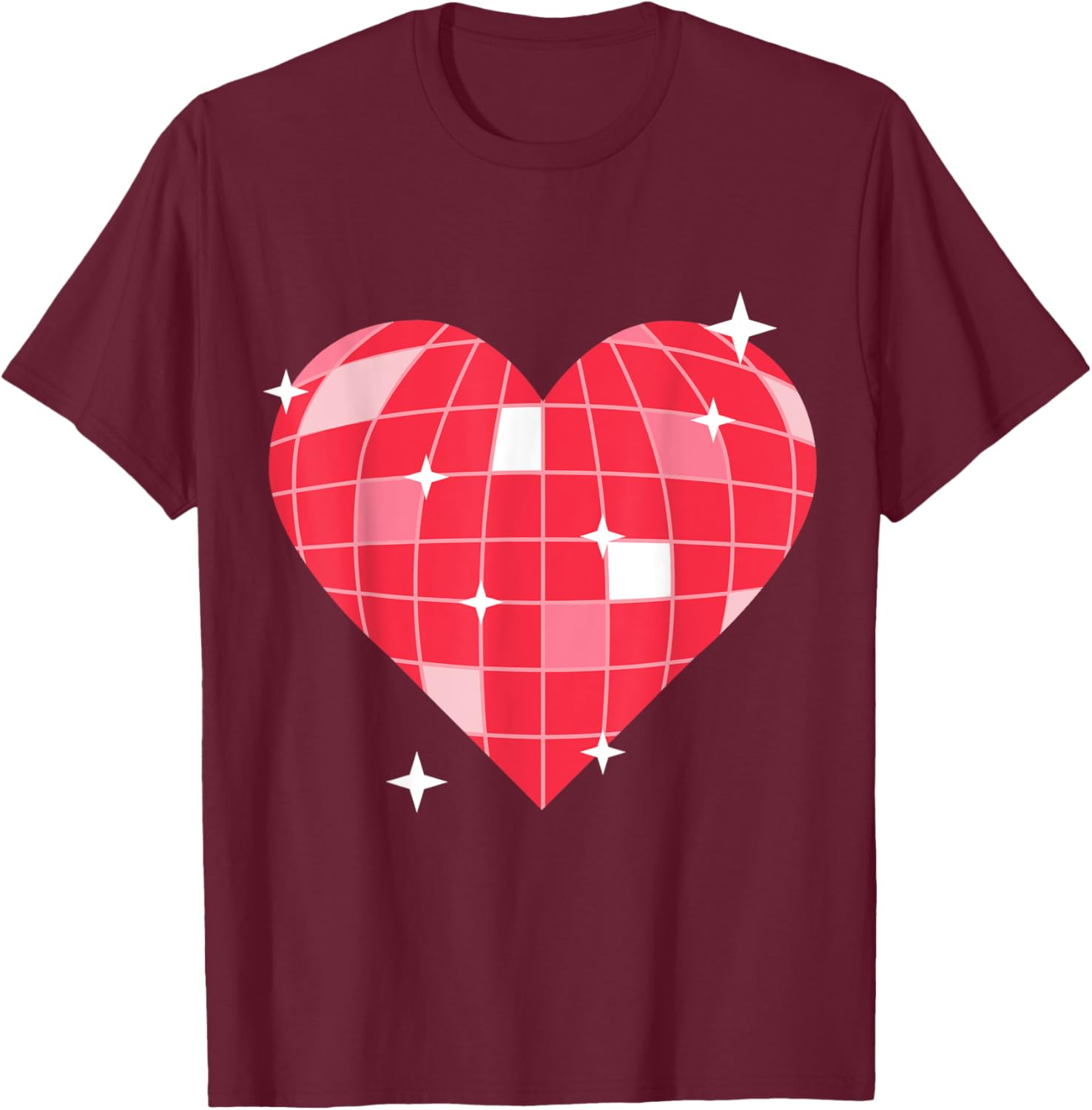 Retro 1970s Pink Heart Disco Ball T-Shirt for Vintage Lovers - 2