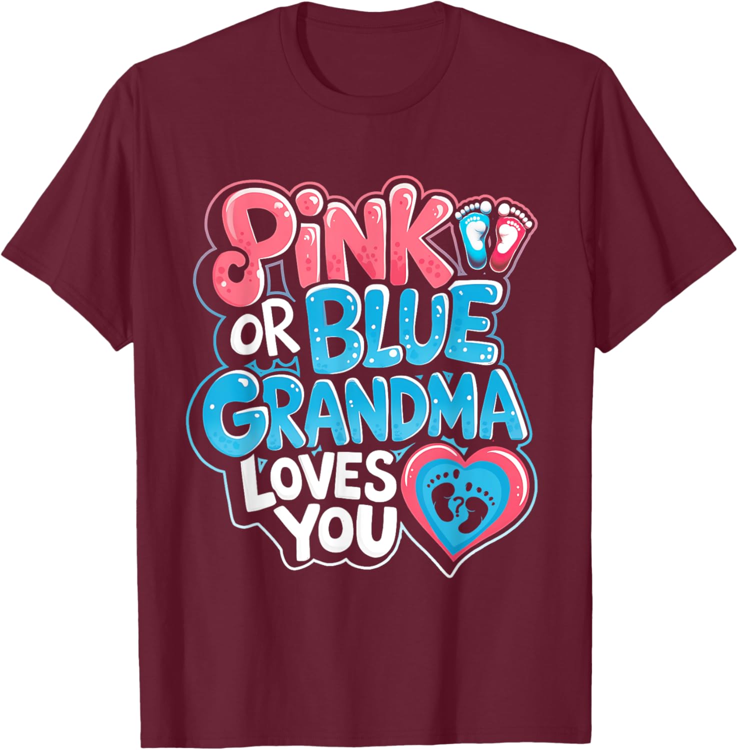 Pink or Blue Grandma Loves You Gender Reveal Party T-Shirt for Fun Celebrations - 15