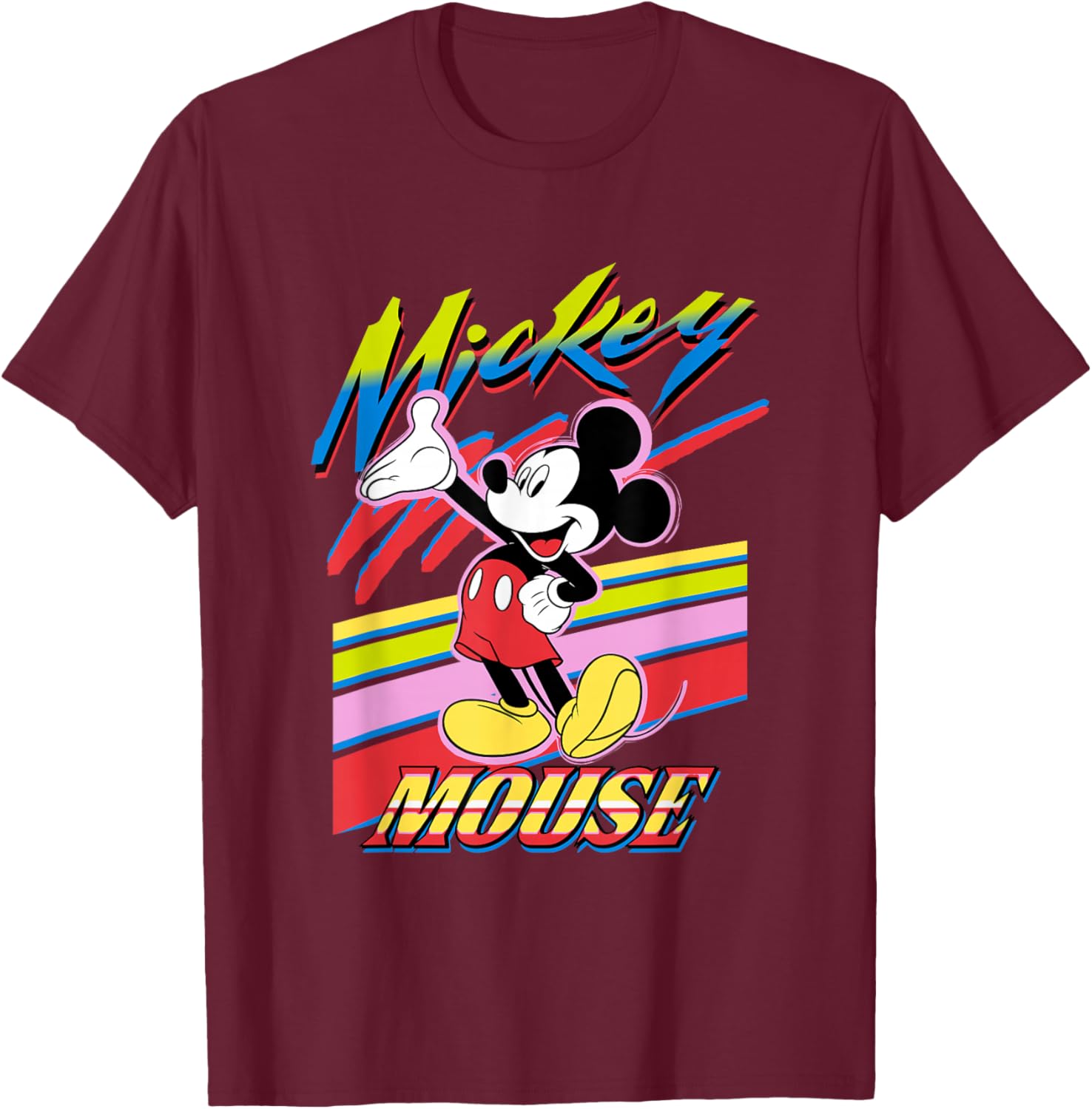 Vintage Disney Mickey and Friends Rainbow Stripes T-Shirt for Fun Style - 6