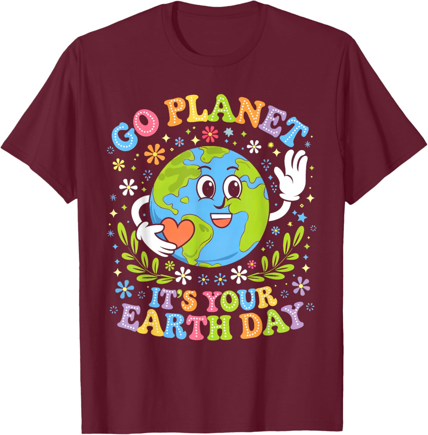 Groovy Go Planet Earth Day 2025 Teacher Kids T-Shirt for Fun Learning - 9