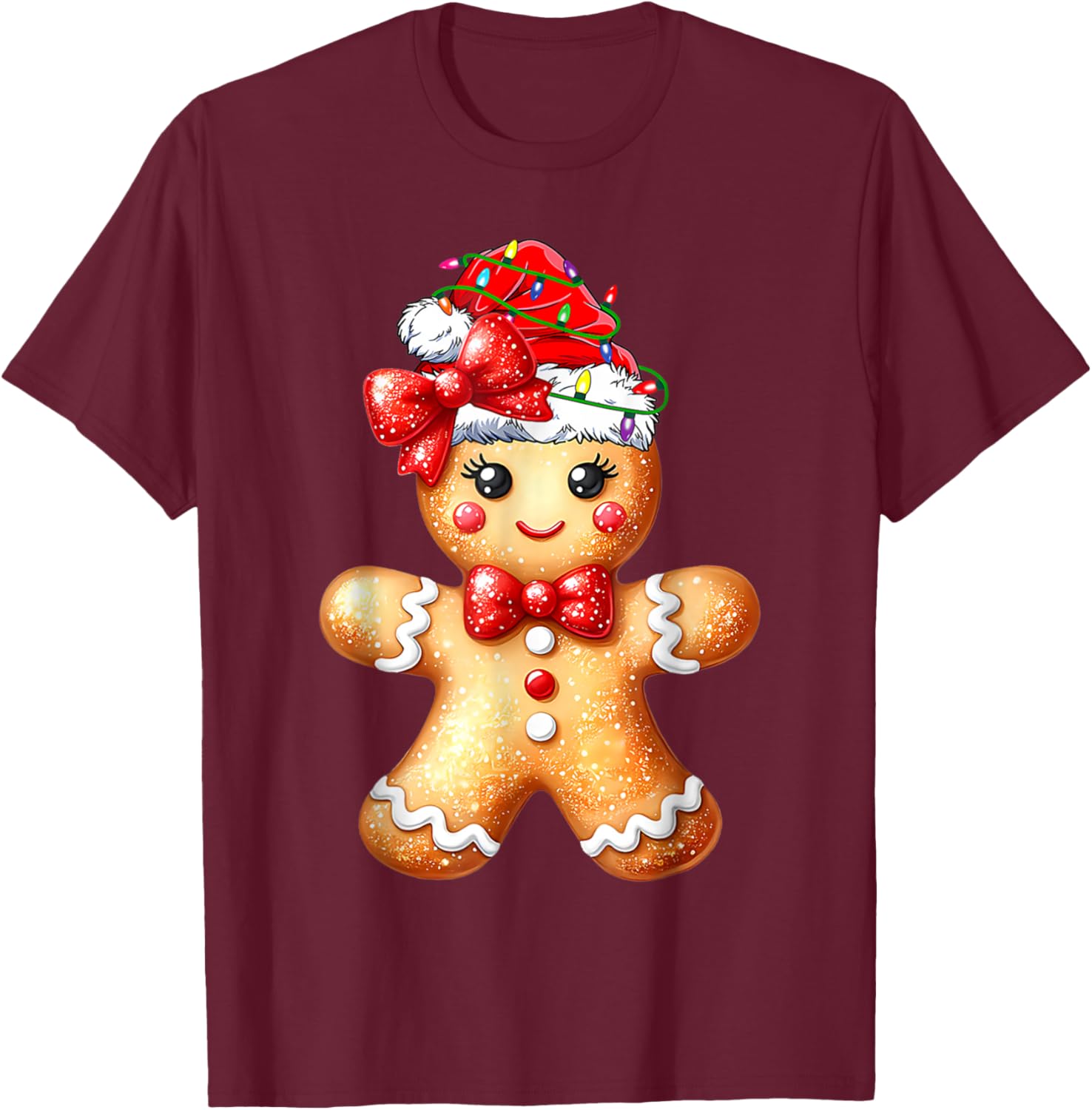 Merry Christmas Gingerbread Santa T-Shirt for Girls and Women - 18