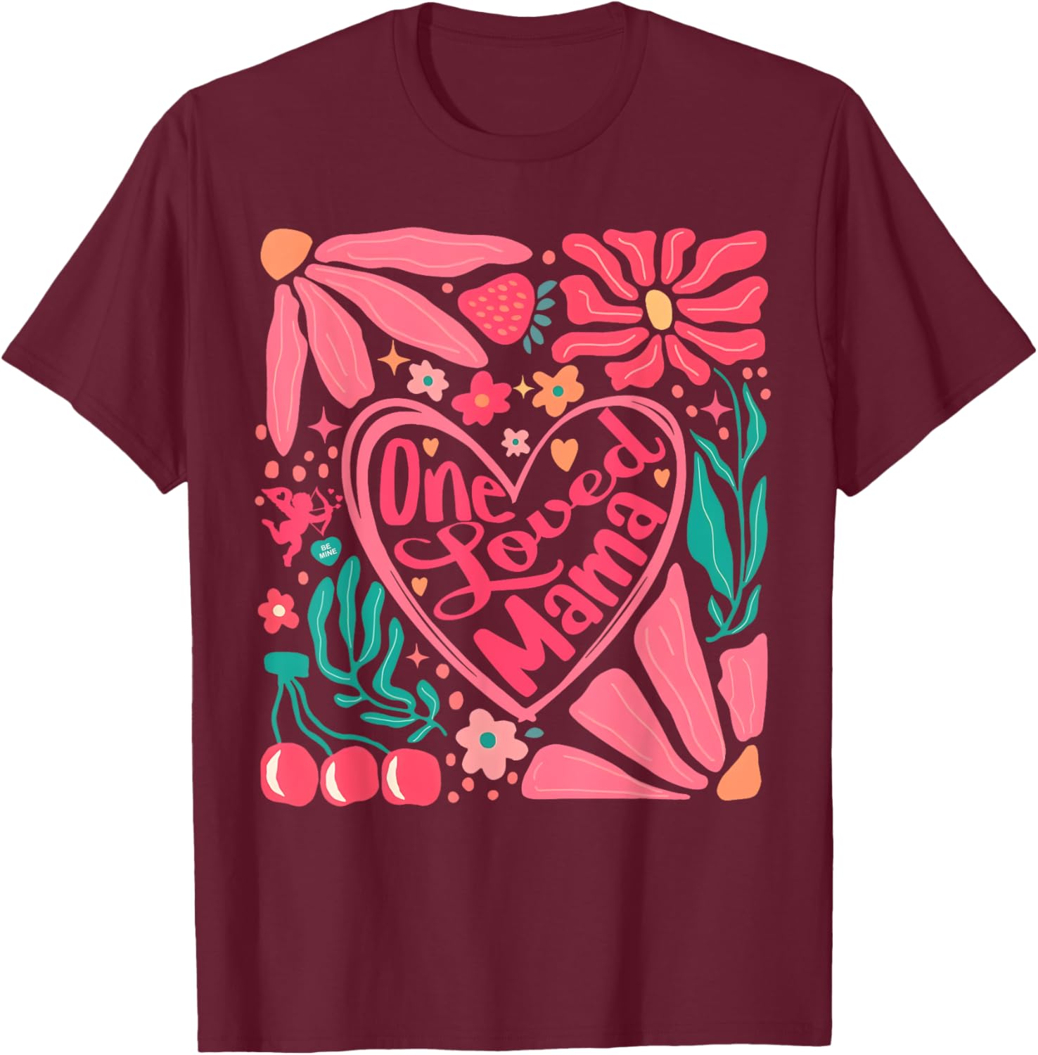 One Loved Mama Boho Floral Valentine's Day T-Shirt for Moms - 2