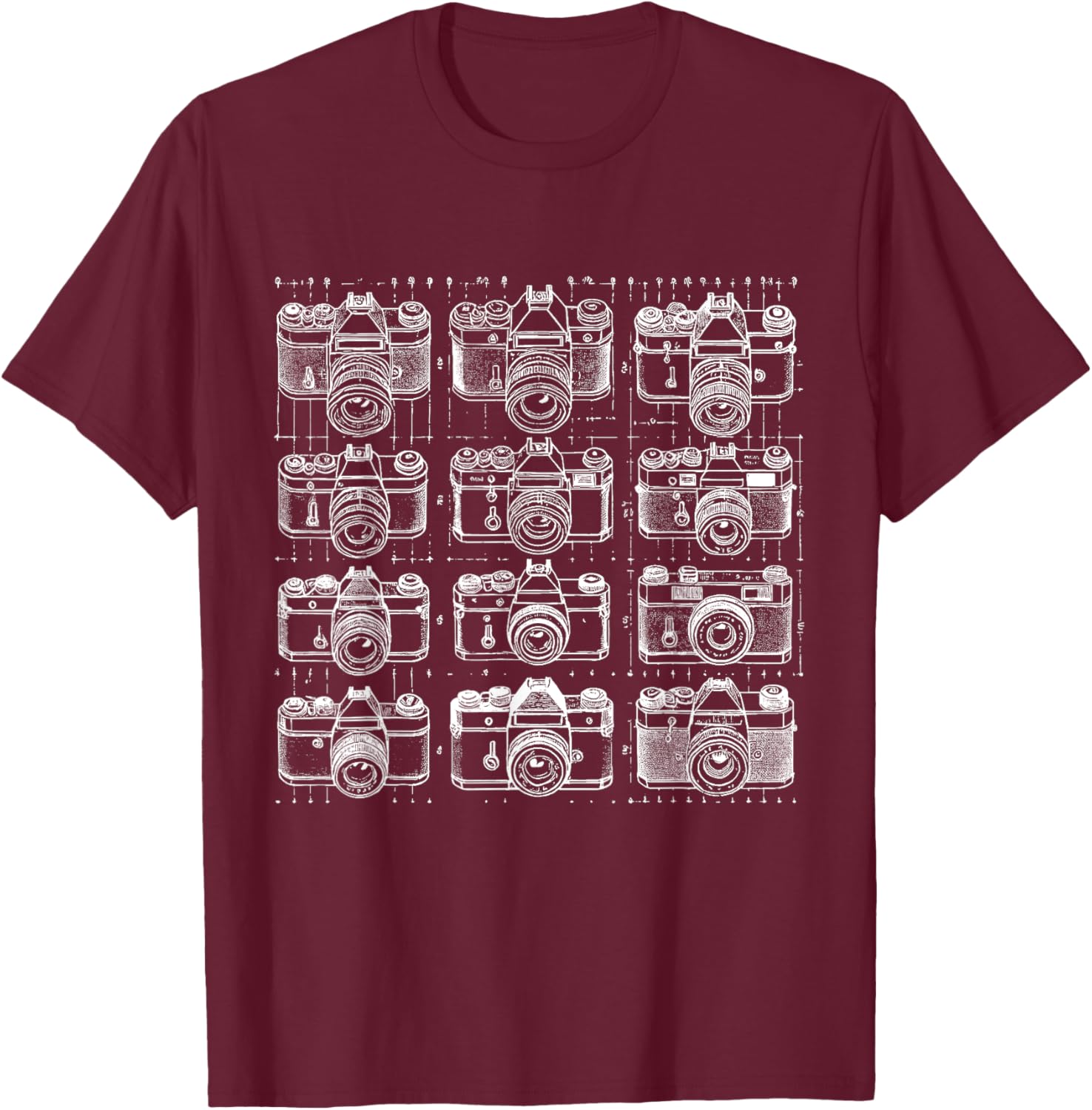 Vintage Camera Grid T-Shirt for Photography Lovers and Retro Style Fans - 2