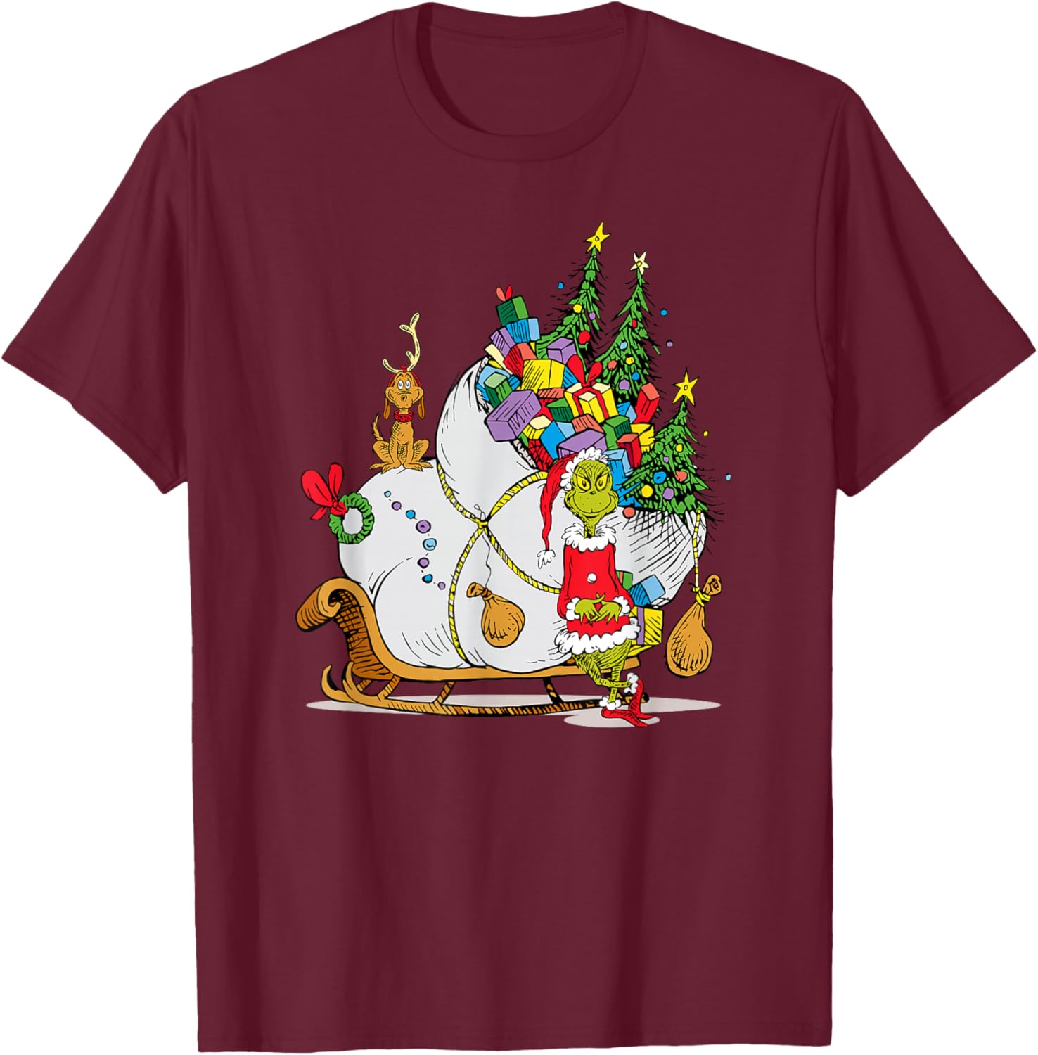 Dr. Seuss Grinch Sleigh T-Shirt - Fun Christmas Apparel for Everyone - 16