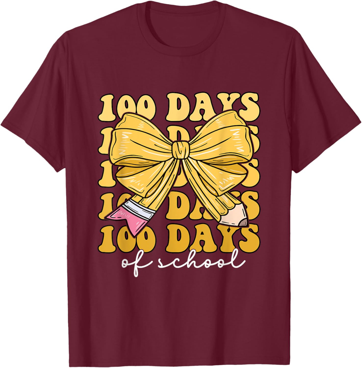 100 Days of School Coquette Bow T-Shirt for Girls Fun and Stylish - 1