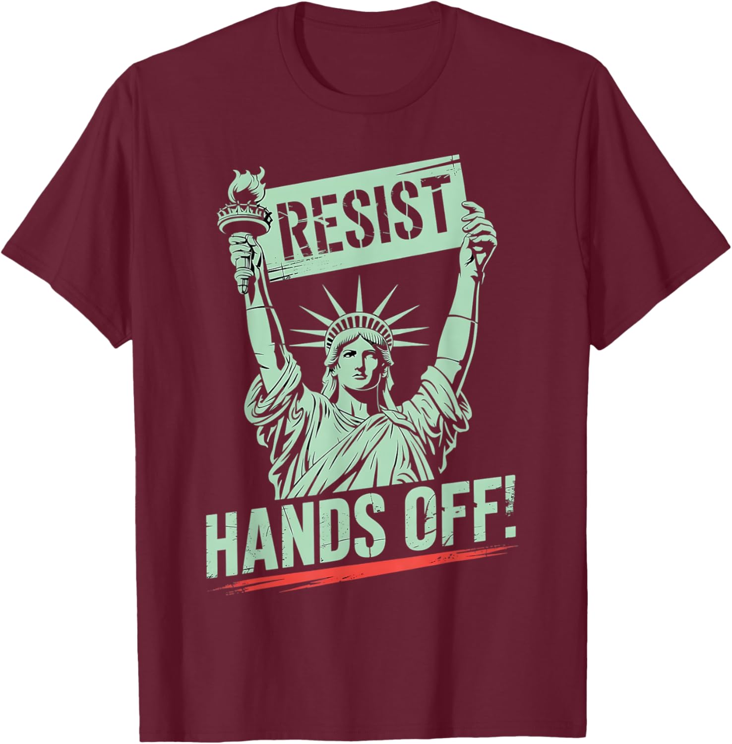 Statue of Liberty Resist Hands Off Graphic T-Shirt for Protest Awareness - 8