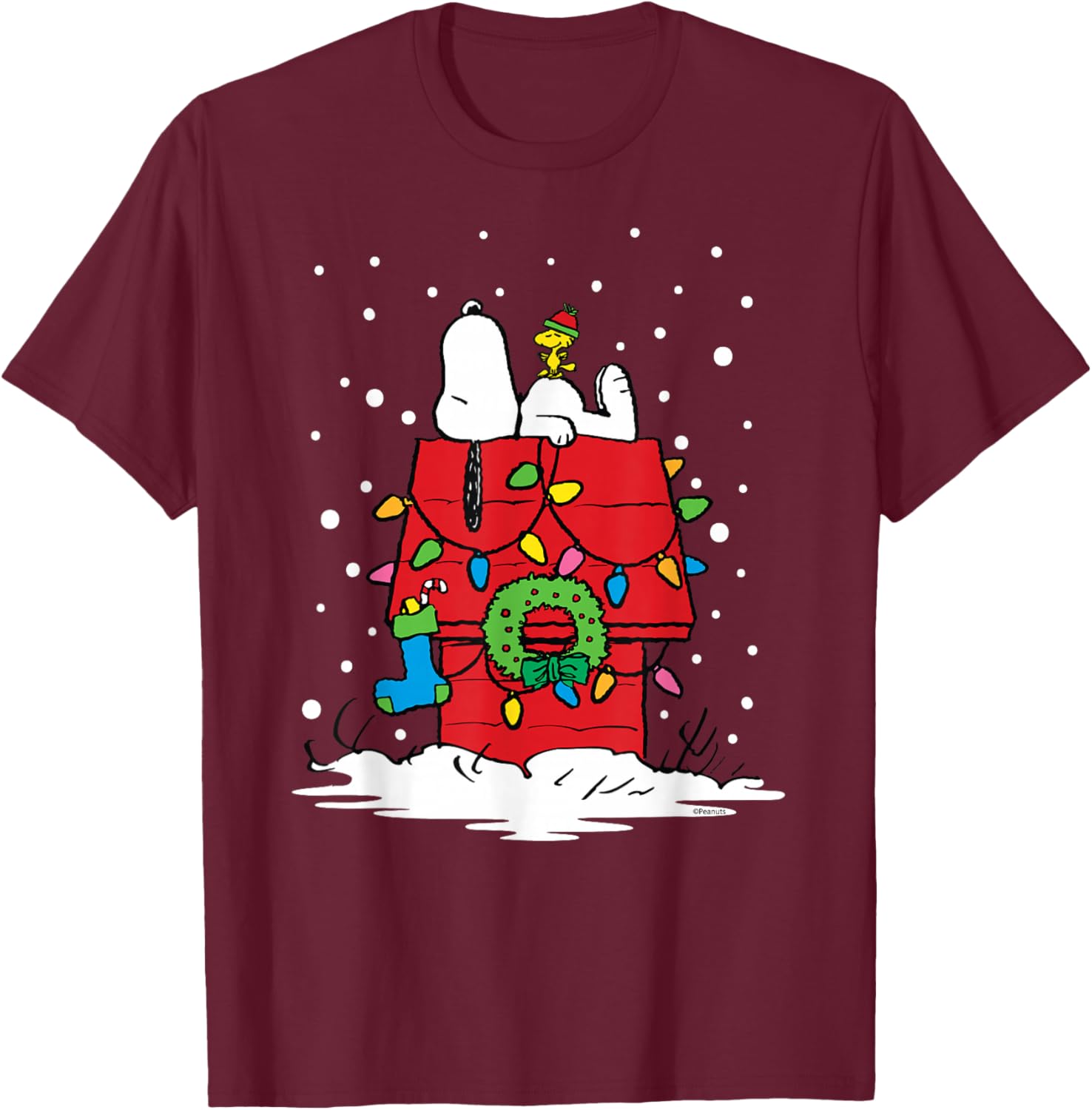 Peanuts Snoopy Woodstock Holiday Stocking T-Shirt for Festive Fun - 5