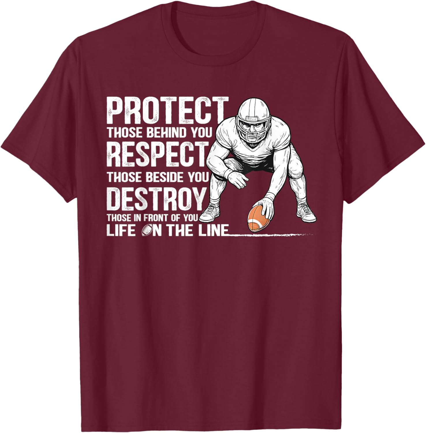 Vintage Protect Respect Destroy Offensive Lineman Football T-Shirt - 17