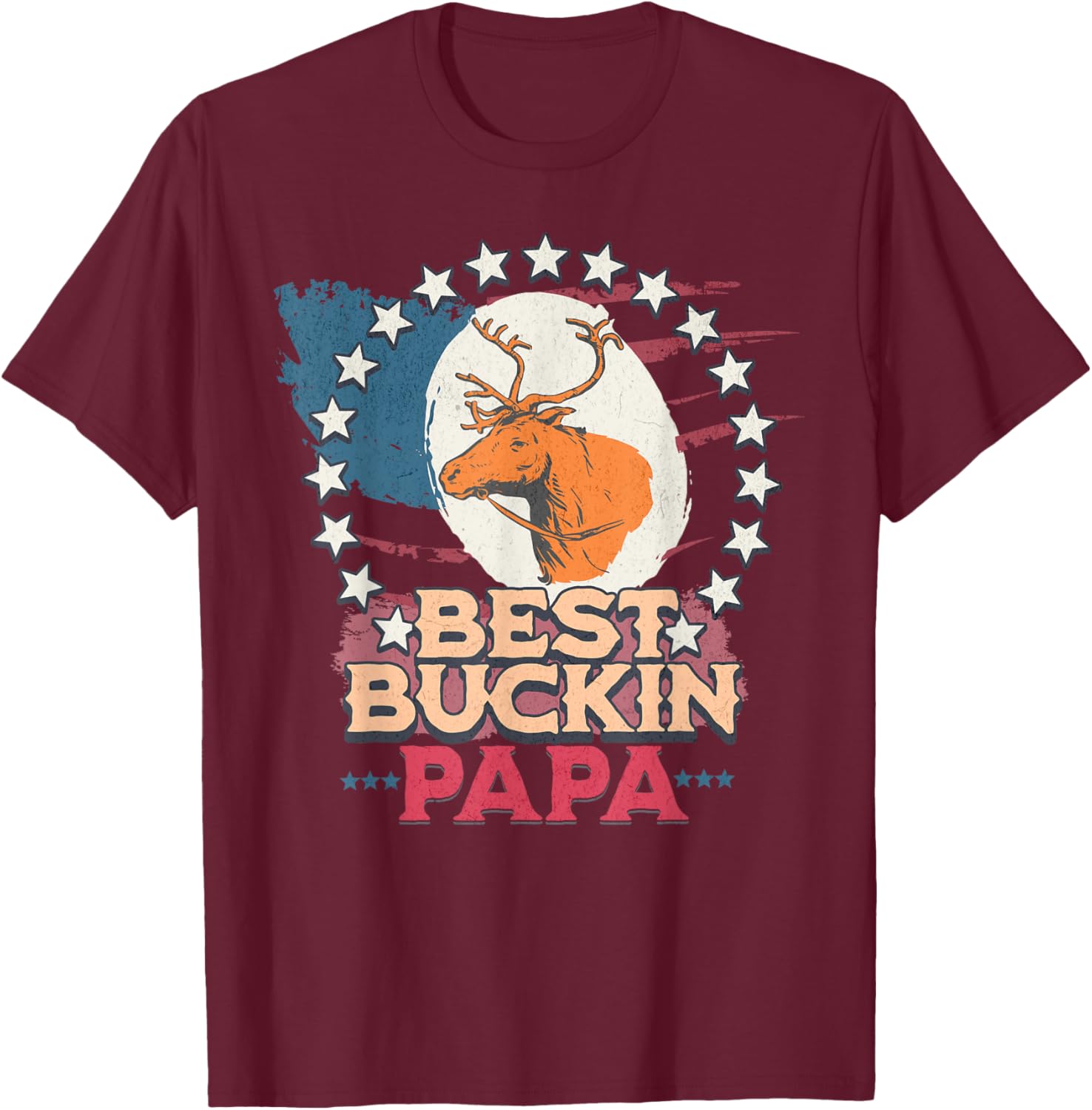 Best Bucking Papa American Flag T-Shirt for Fathers Who Love Hunting - 9