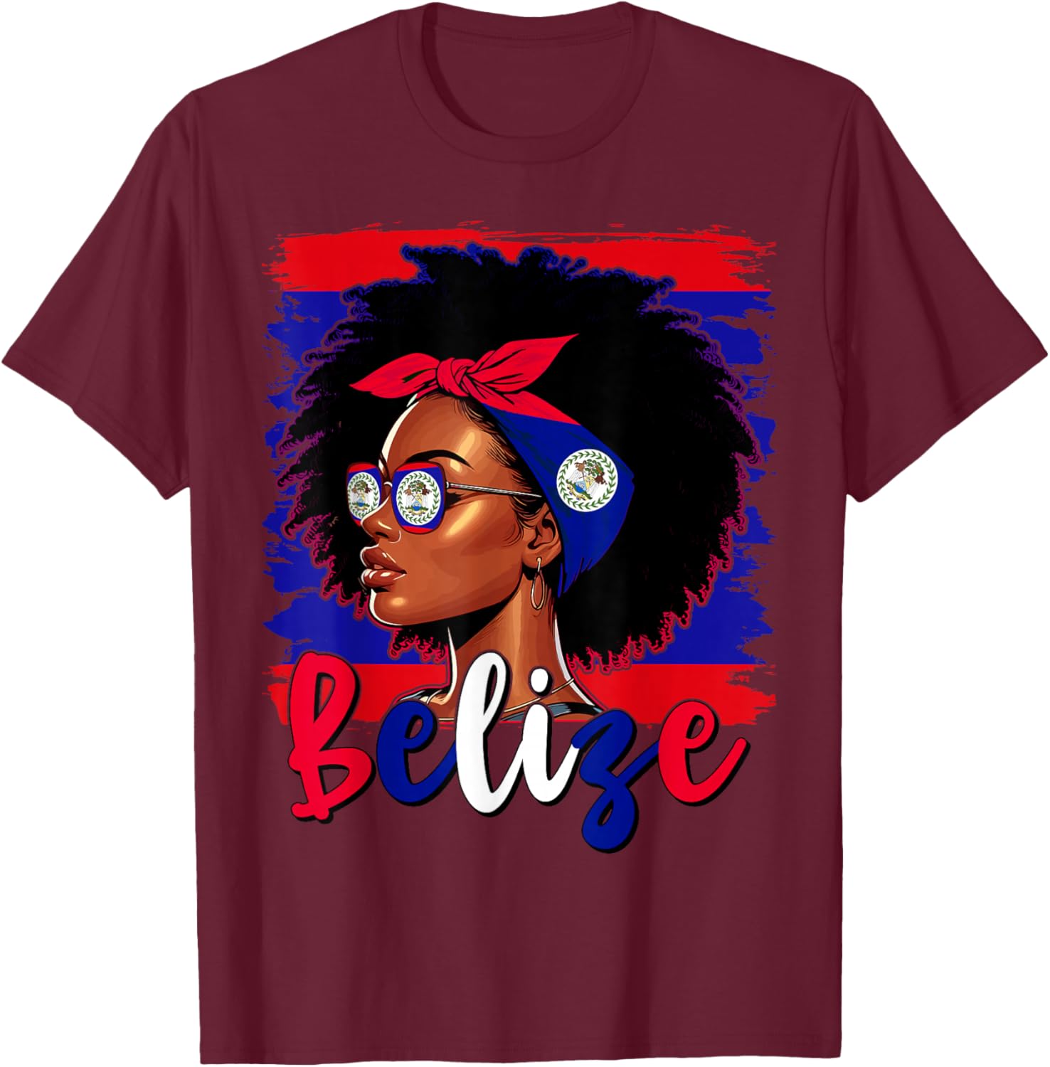 Proud Belizean Girl T-Shirt with Belize Flag for Women’s Fashion - 8