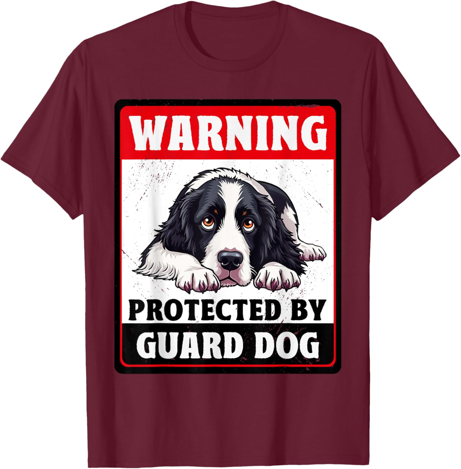 Warning Protected by English Springer Spaniel Guard Dog T-Shirt - 2