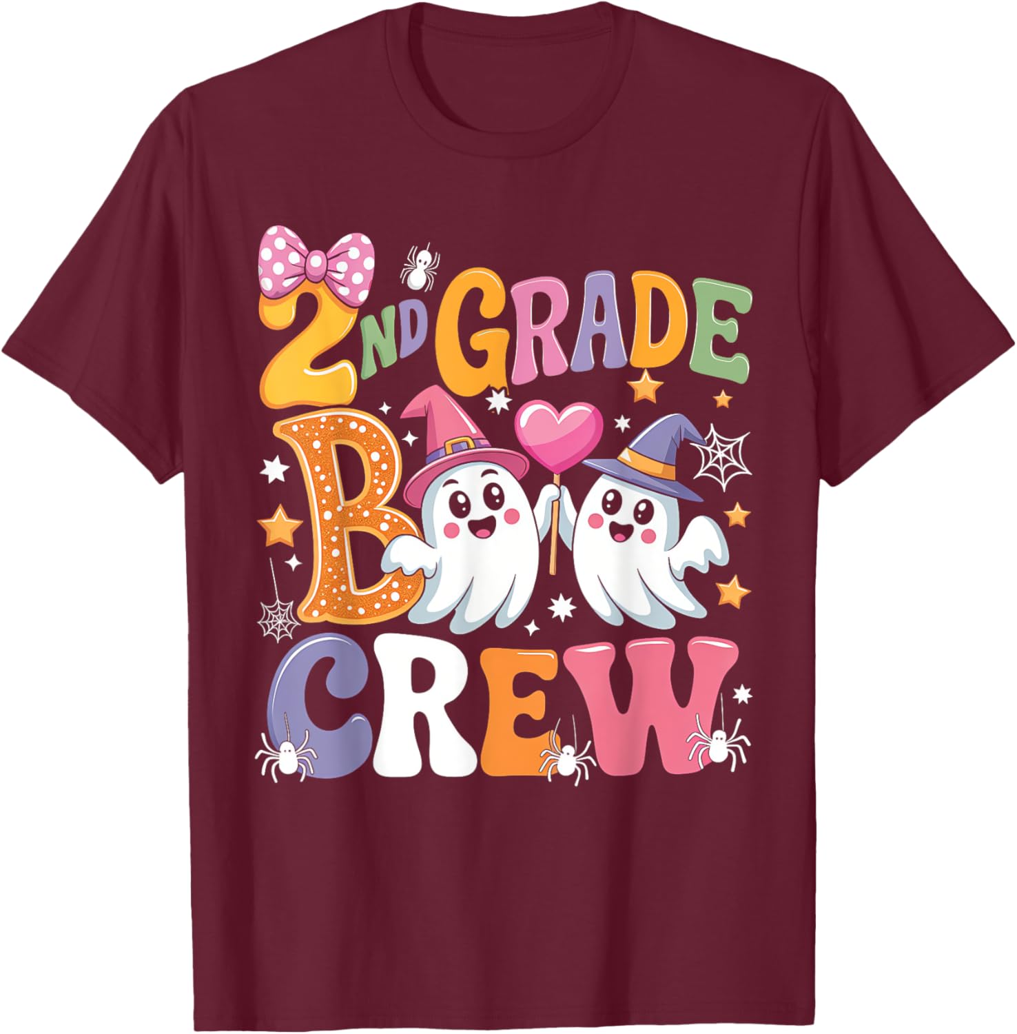 Happy Halloween T-Shirt for 2nd Grade Boo Crew Teacher and Kids - 4