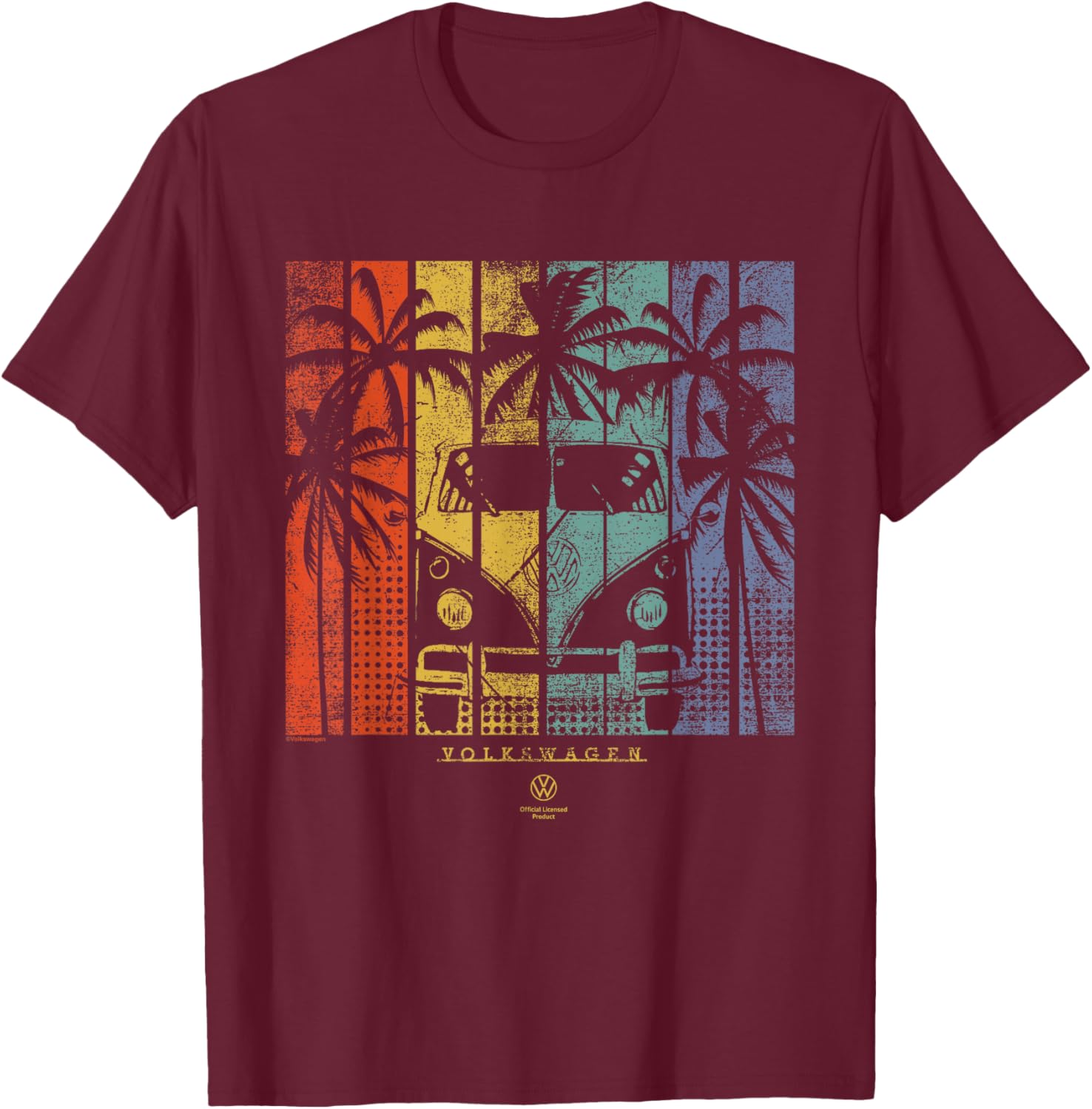 Type 2 T1 Retro Campervan T-Shirt with Beach Palm Tree Design - 5