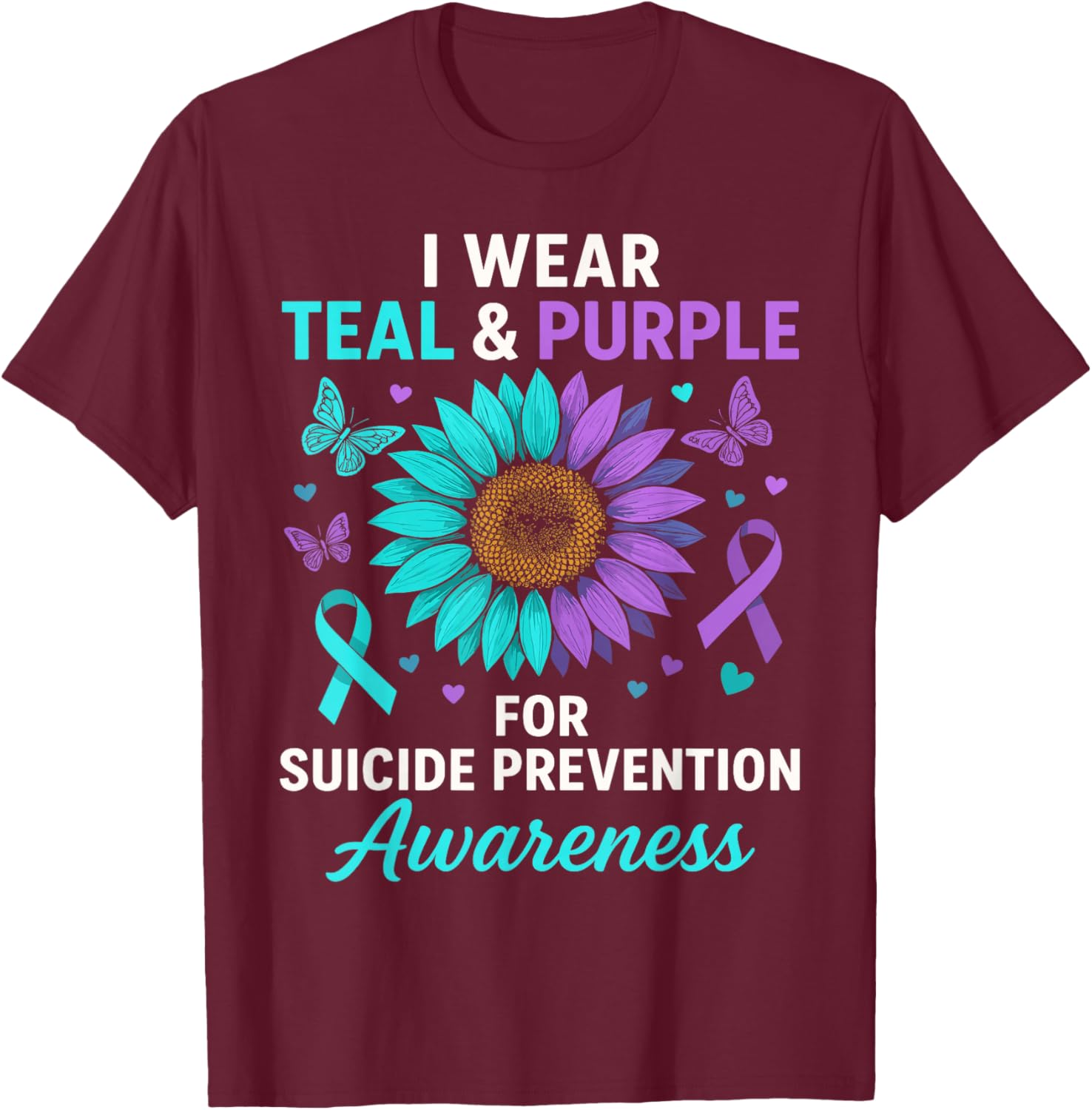 Teal and Purple Suicide Prevention Awareness T-Shirt for Supportive Style - 7