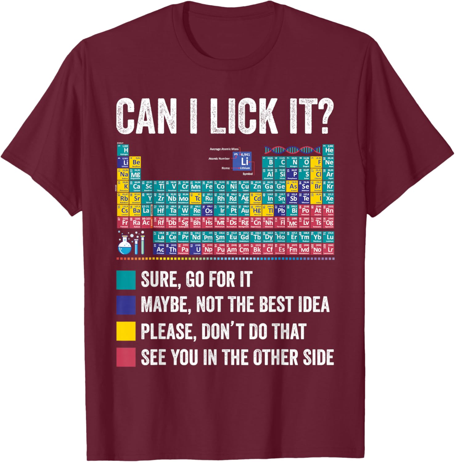 Fun Can I Lick It Periodic Table T-Shirt for Science Teachers and Fans - 9