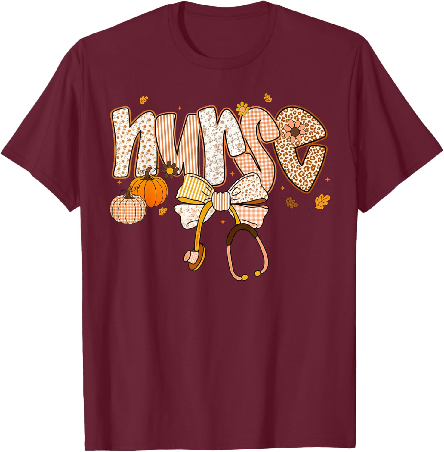 Pumpkin Nurse Thanksgiving Stethoscope Fall Scrub Top T-Shirt for ER - 25