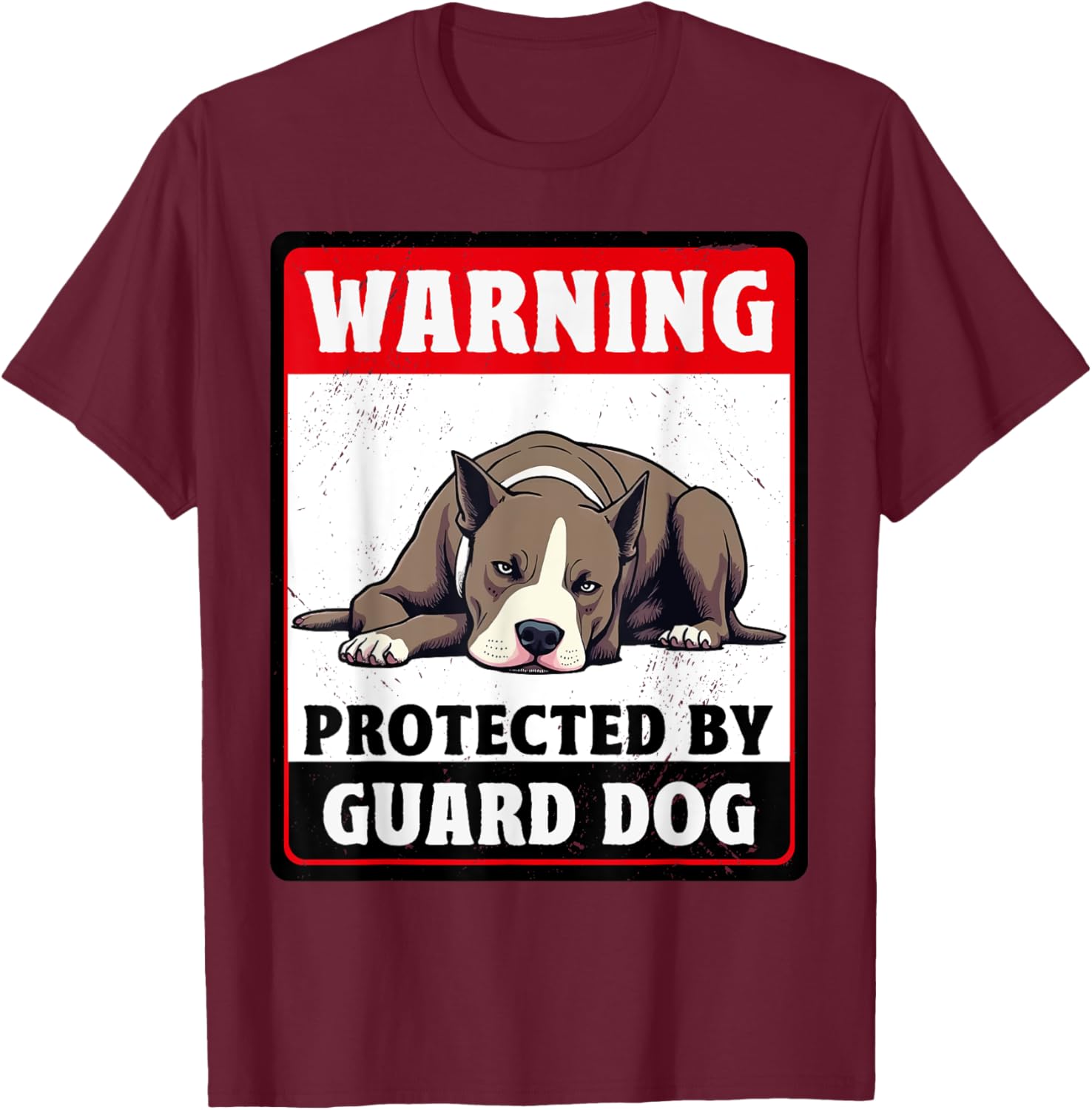 Warning Protected American Staffordshire Terrier Guard Dog T-Shirt - 3