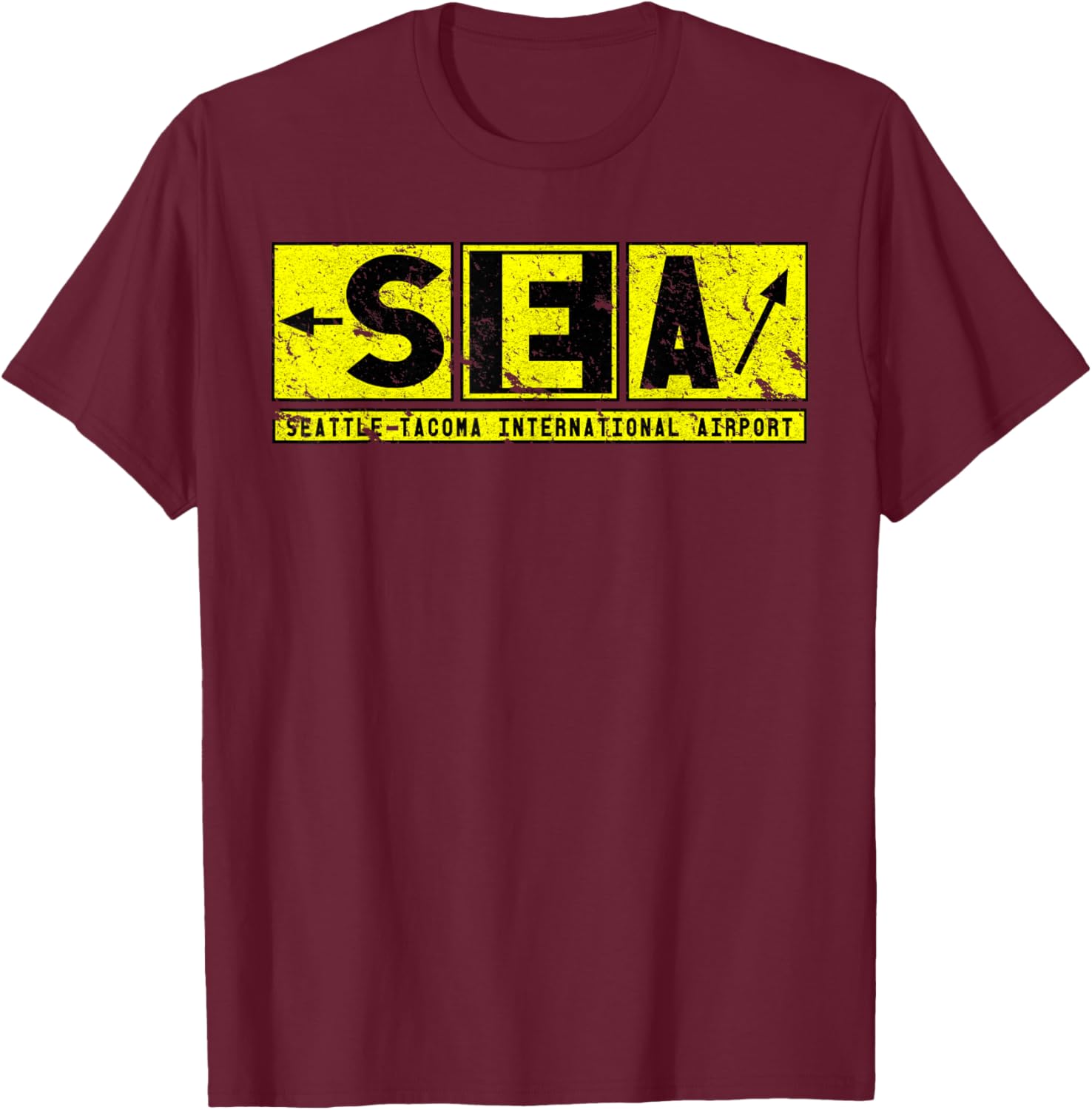 Vintage SEA Seattle Tacoma Airport Taxiway Sign Pilot T-Shirt - 3