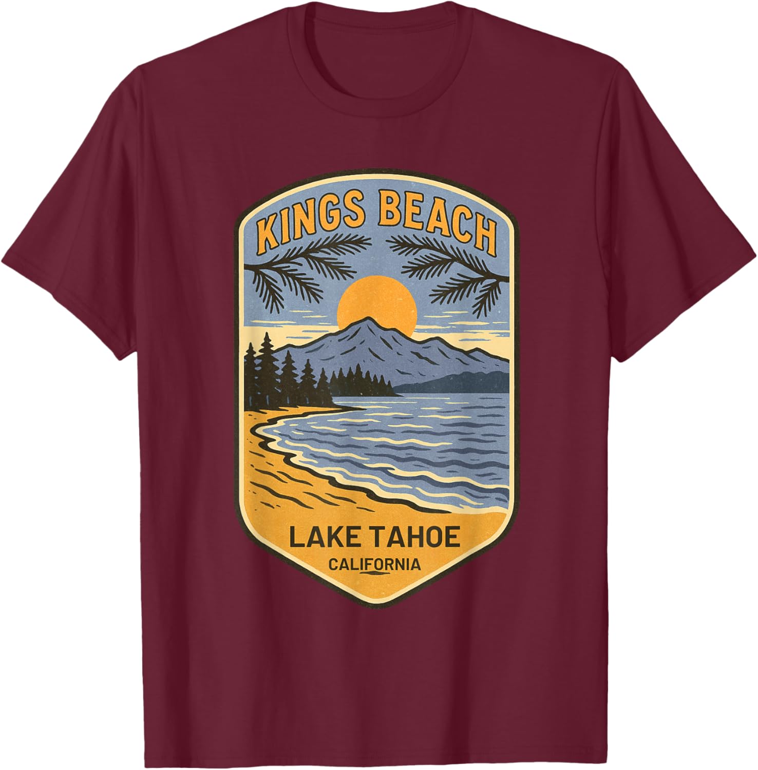 Retro Kings Beach Lake Tahoe T-Shirt Vintage Art Souvenir Apparel - 29