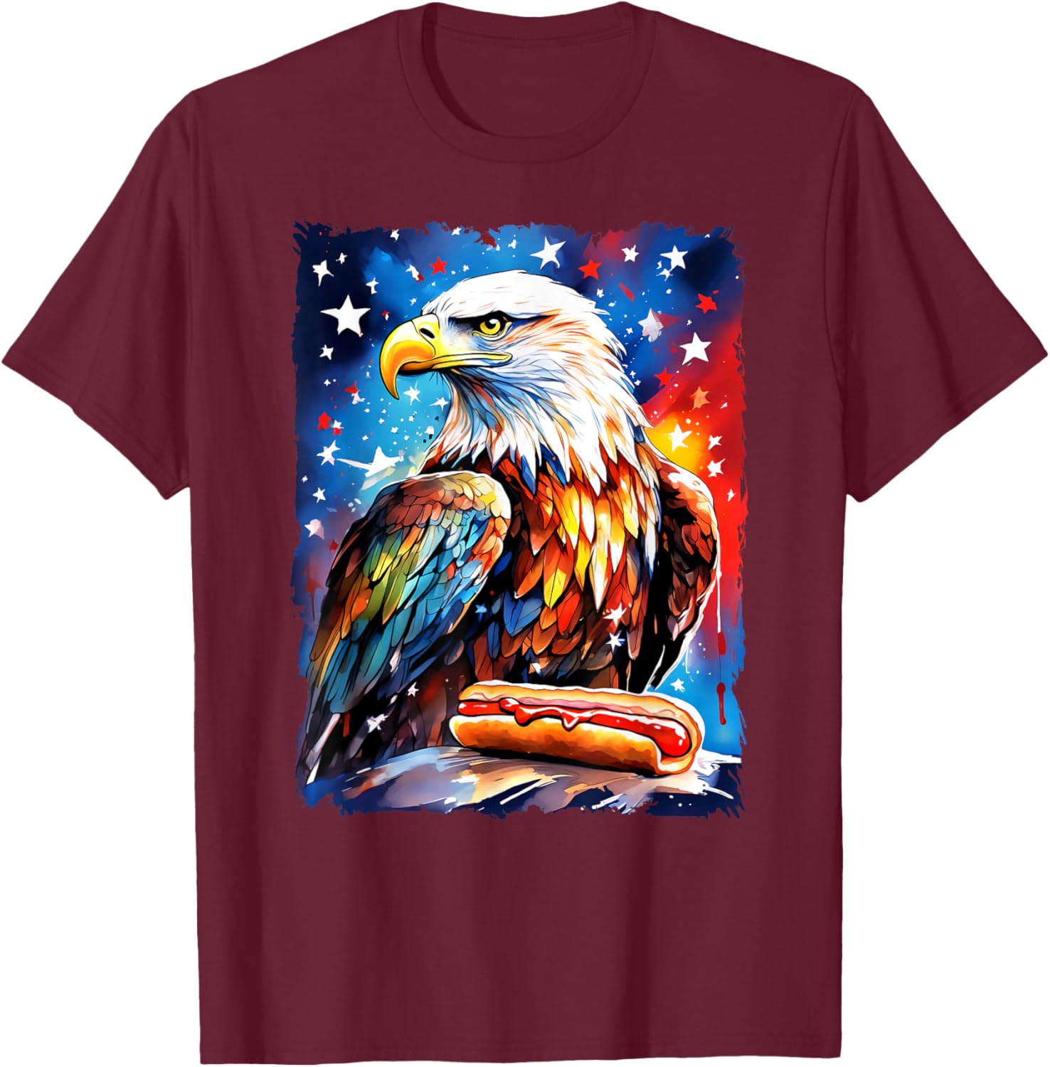 Patriotic 4th of July T-Shirt with Hotdog and Eagle Design for All Ages - 9