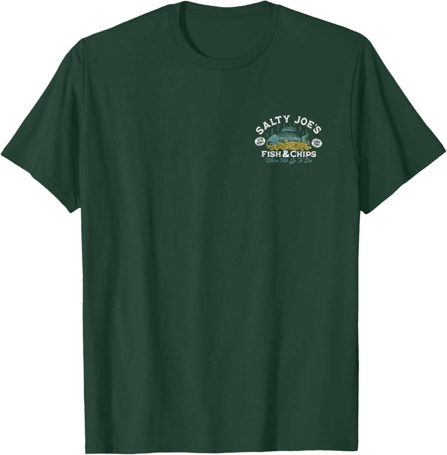 Salty Joe's Fish and Chips Logo Graphic T-Shirt for Casual Style Fans - 13