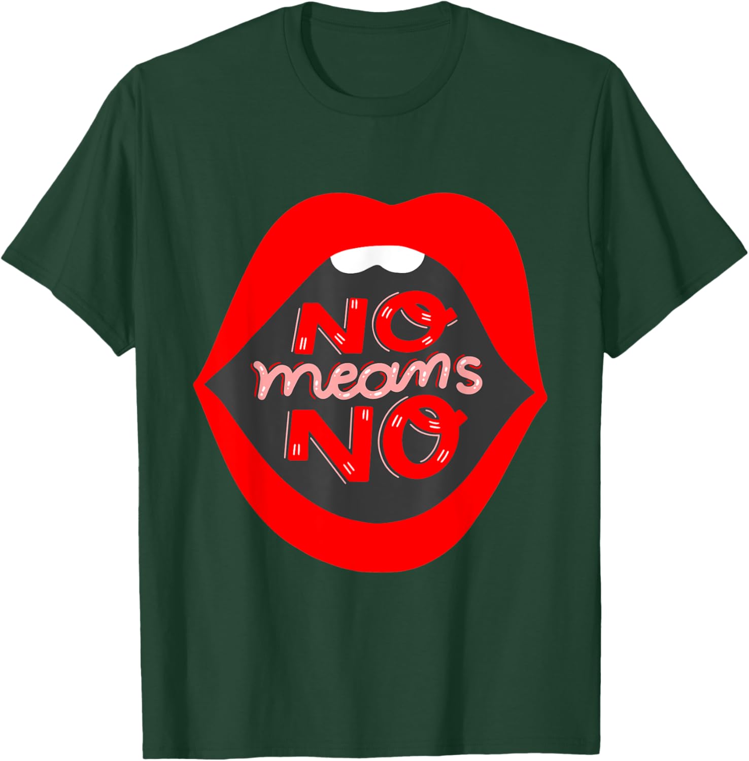 Retro Feminist No Means No Consent Pop Art Lips T-Shirt for Awareness - 3