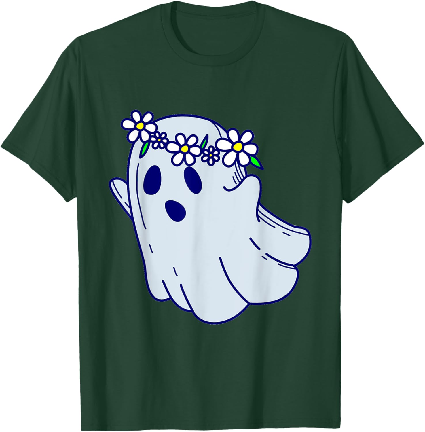 Groovy Halloween Ghost Boho Floral 1960s Goth T-Shirt for Spooky Style - 8