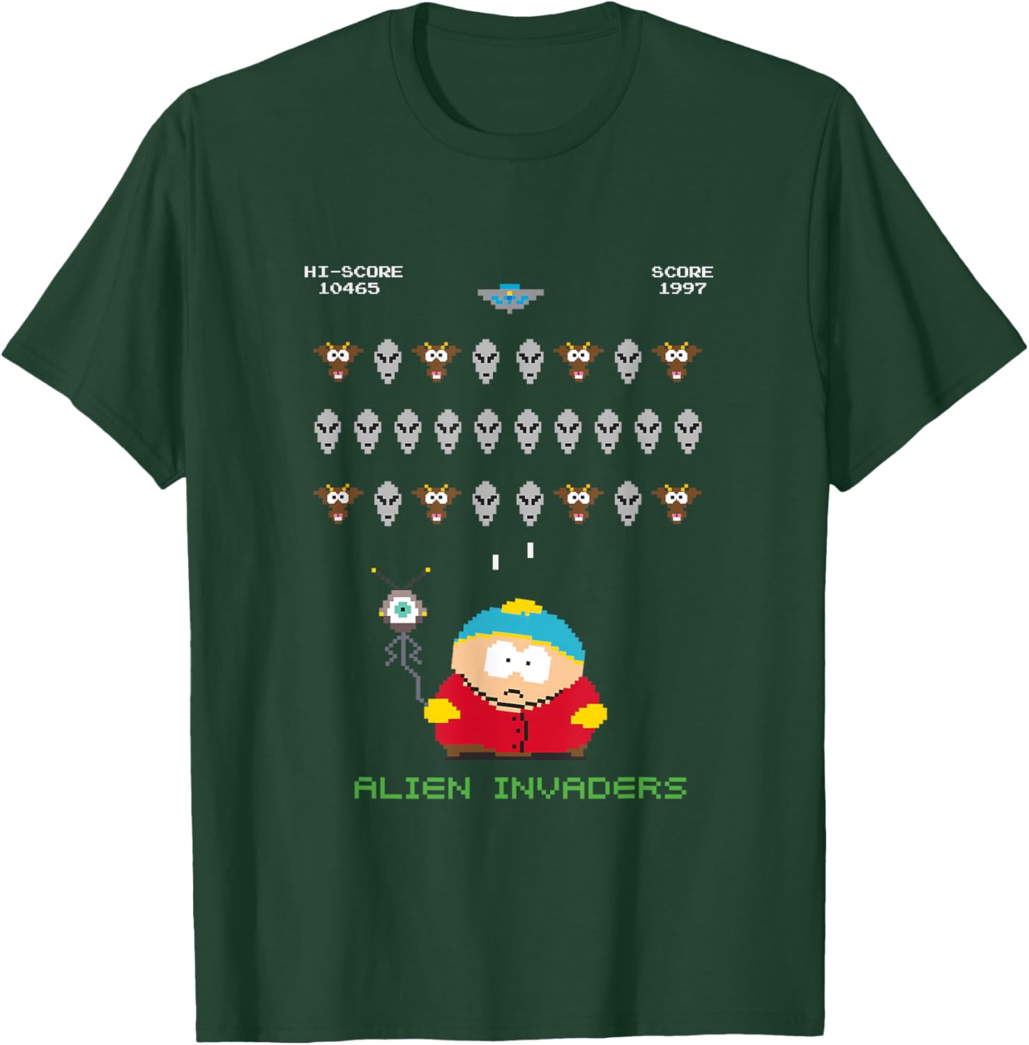 South Park Cartman Alien Invaders 8-Bit Pixel T-Shirt for Fans - 9