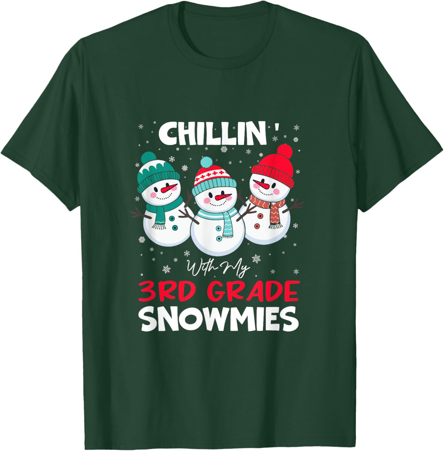 Chillin With My 3rd Grade Snowmies T-Shirt for Kids Fun Winter Wear - 3