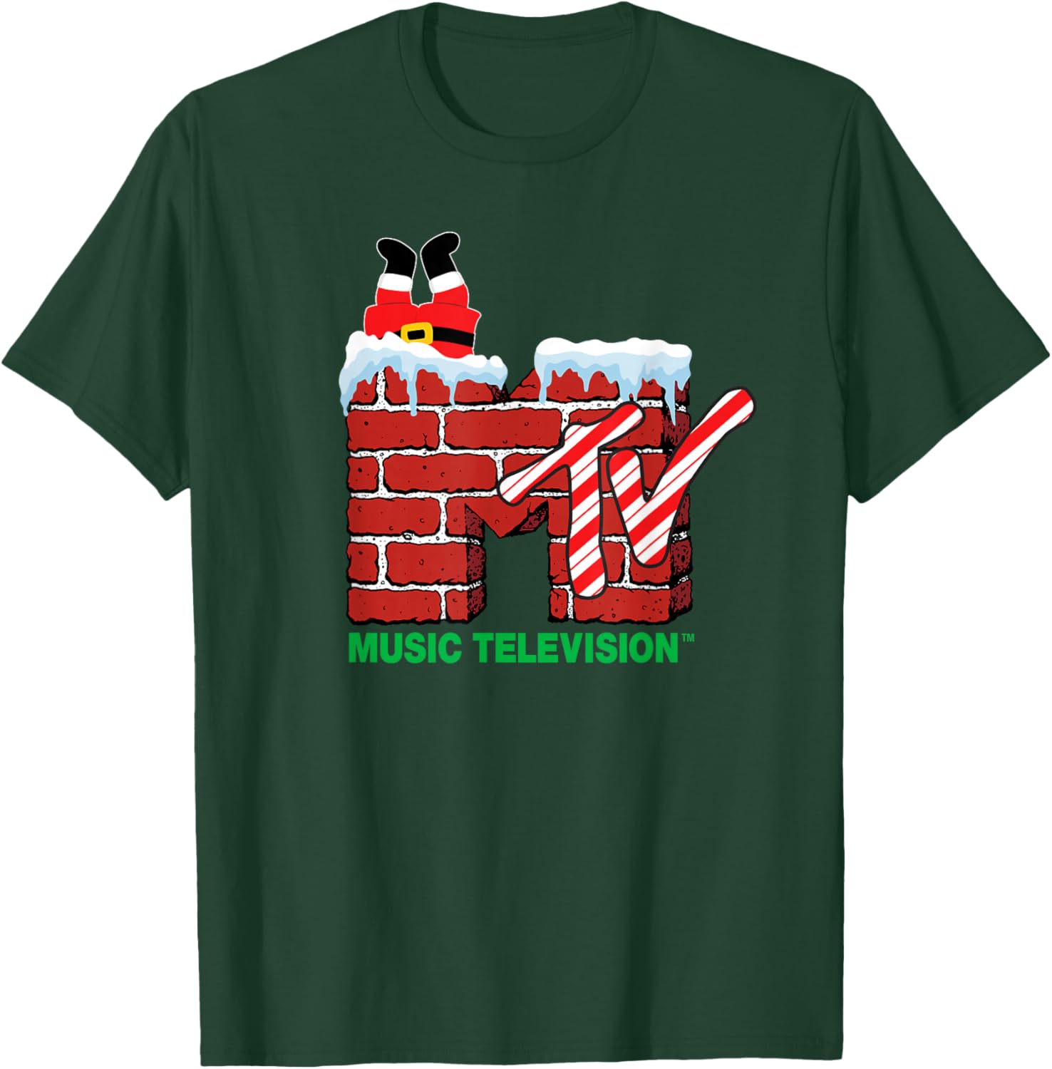 MTV Christmas Santa Claus Chimney Vintage T-Shirt for Holiday Cheer - 16