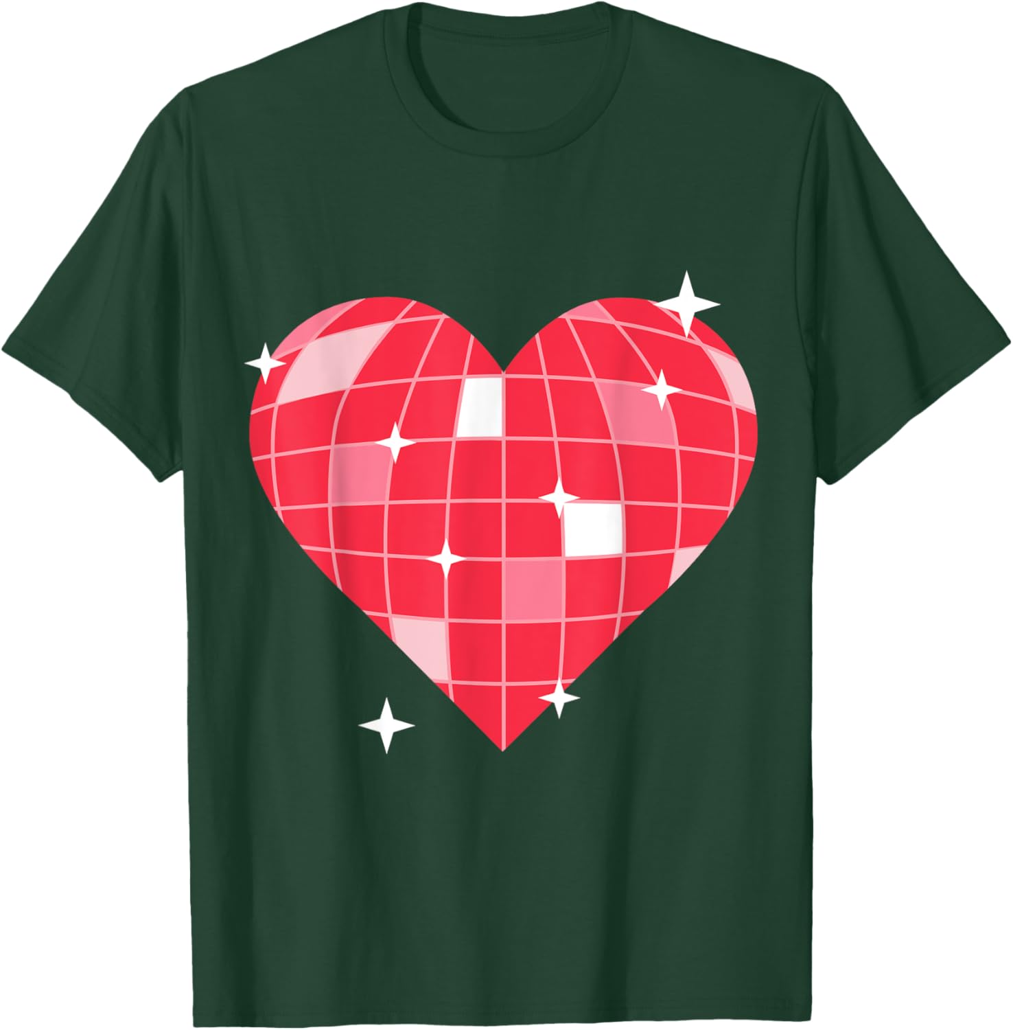 Retro 1970s Pink Heart Disco Ball T-Shirt for Vintage Lovers - 5