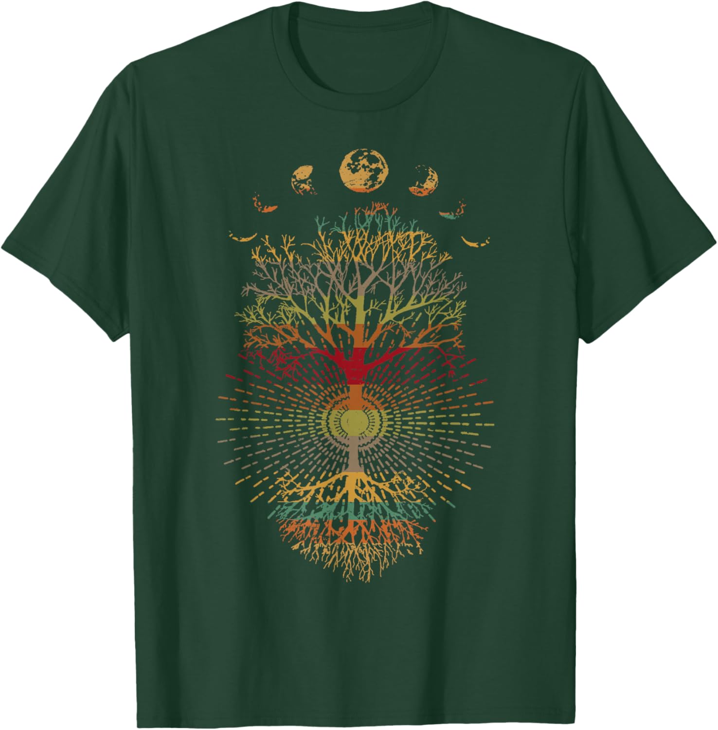 Phases of the Moon Retro Tree of Life T-Shirt 60s 70s Vibe - 23