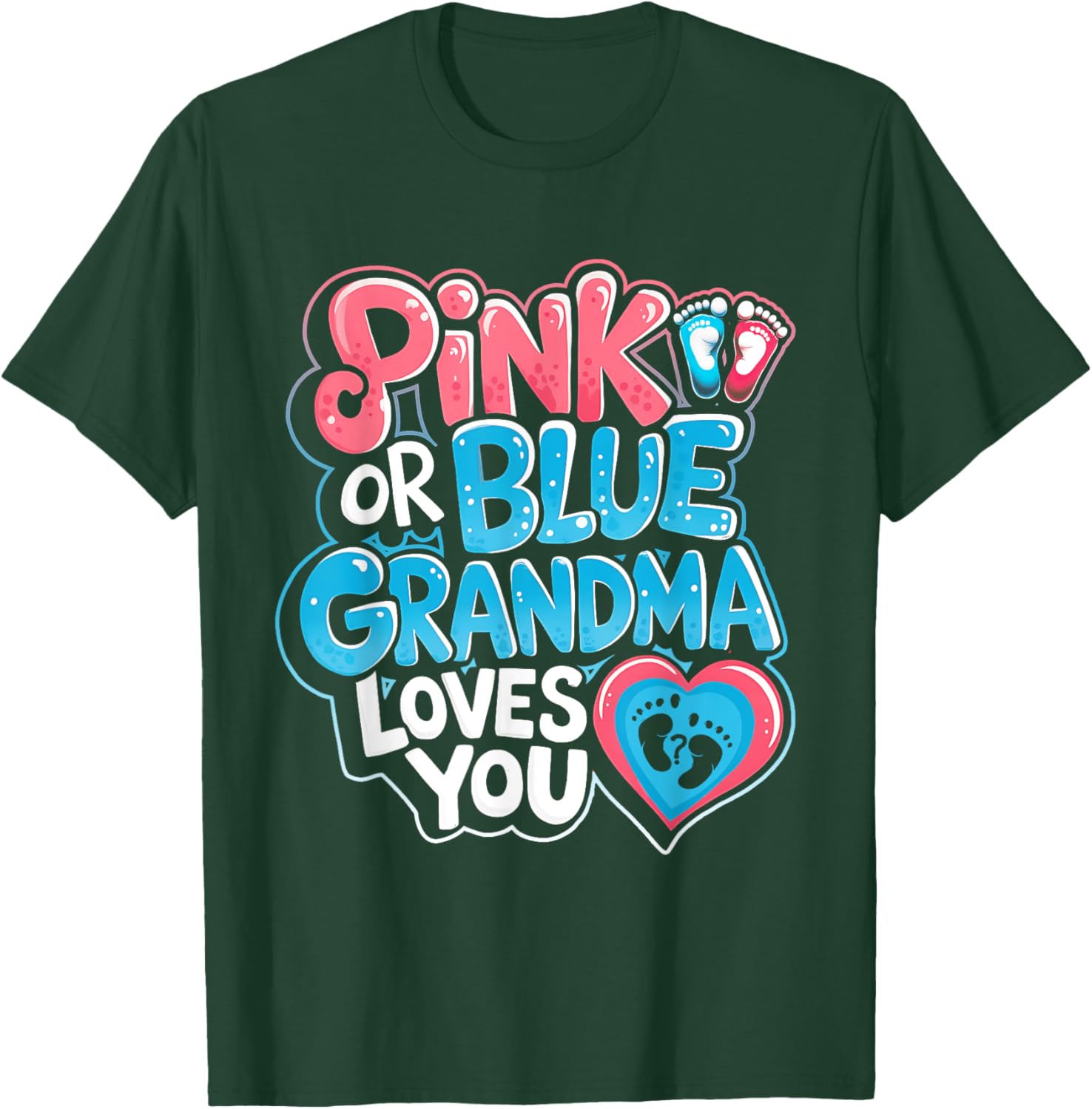 Pink or Blue Grandma Loves You Gender Reveal Party T-Shirt for Fun Celebrations - 13