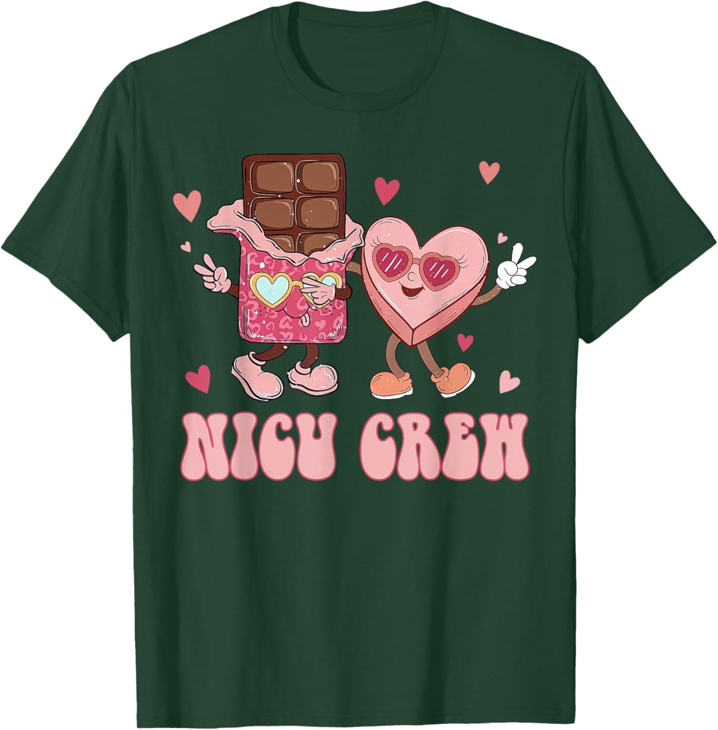 Retro NICU Crew Valentine's Day T-Shirt for Nurses with Cute Heart Design - 1