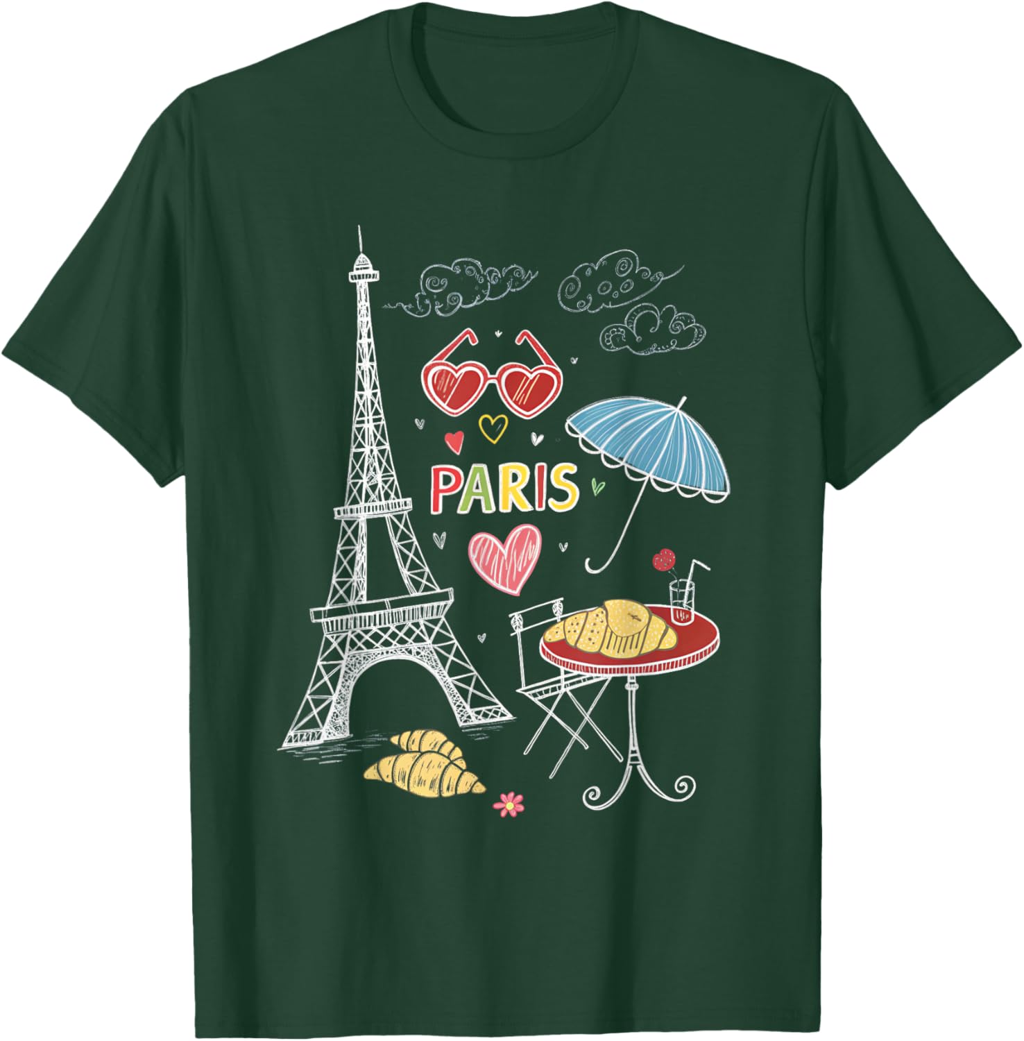 Paris Eiffel Tower Cafe Scene T-Shirt for Girls - Perfect Travel Souvenir - 6