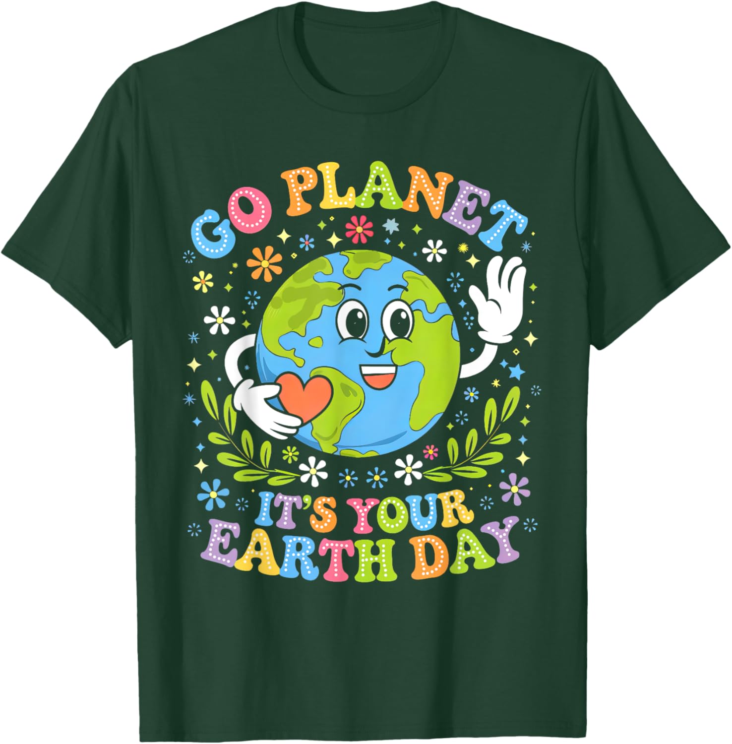 Groovy Go Planet Earth Day 2025 Teacher Kids T-Shirt for Fun Learning - 7