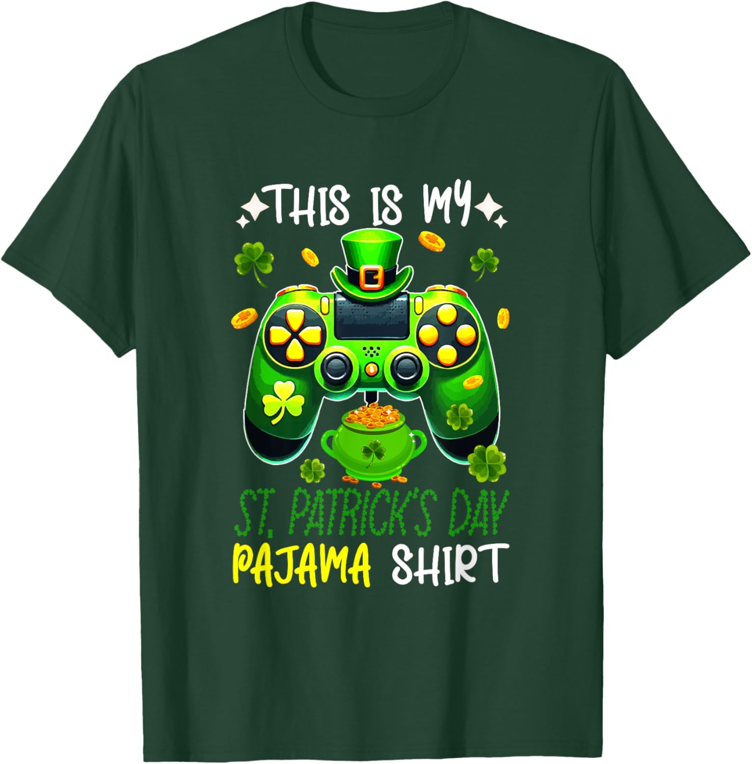 St. Patrick's Day Gamer T-Shirt - Fun Pyjama Shirt for Gaming Enthusiasts - 7