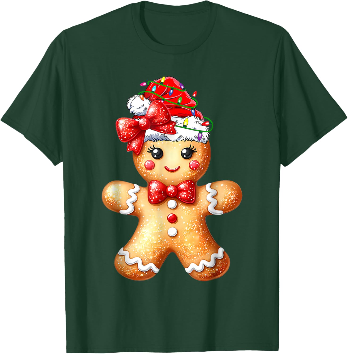 Merry Christmas Gingerbread Santa T-Shirt for Girls and Women - 25