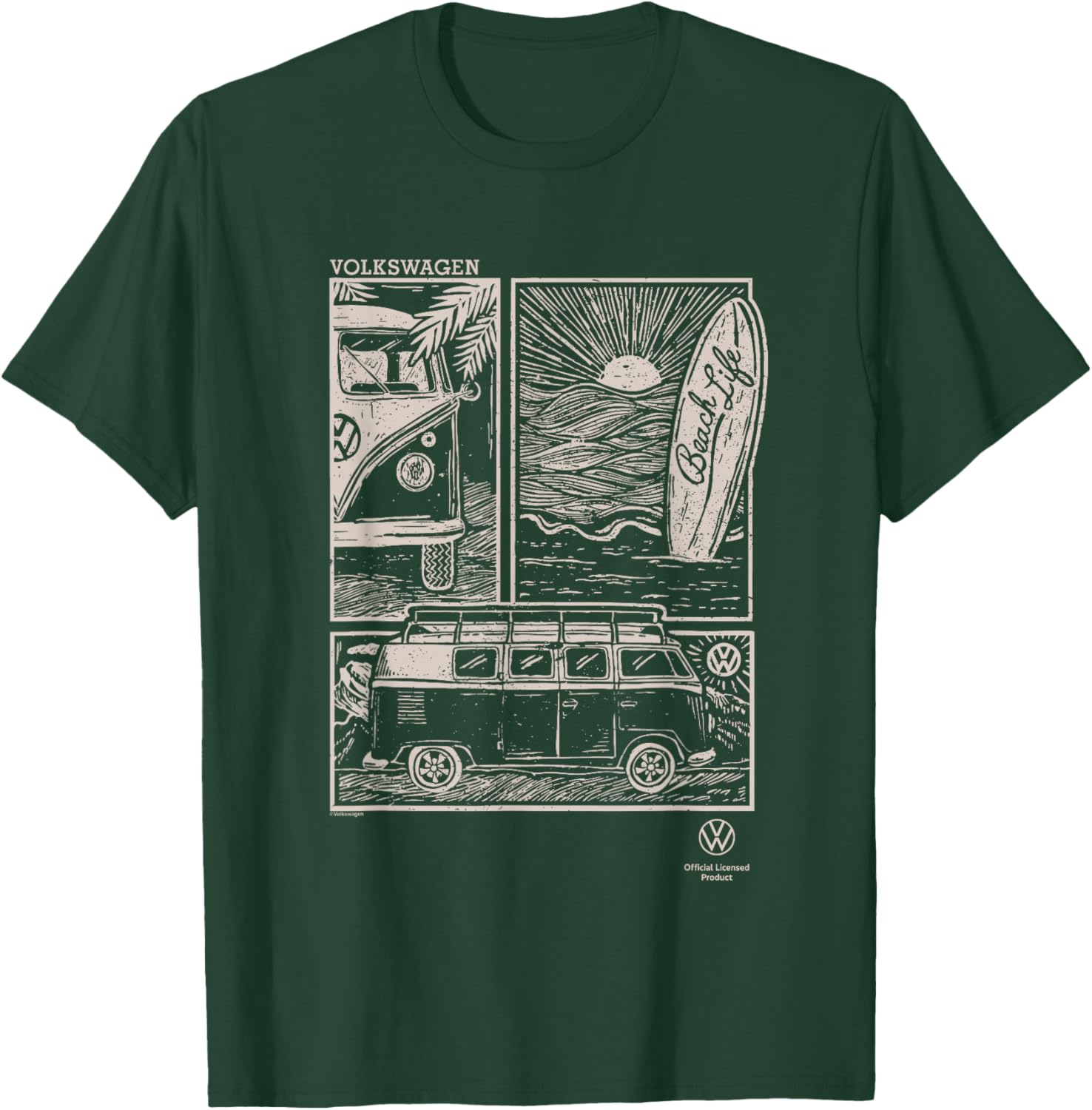 Volkswagen T1 Campervan Surf Sketch T-Shirt for Beach Lovers and Adventurers - 2
