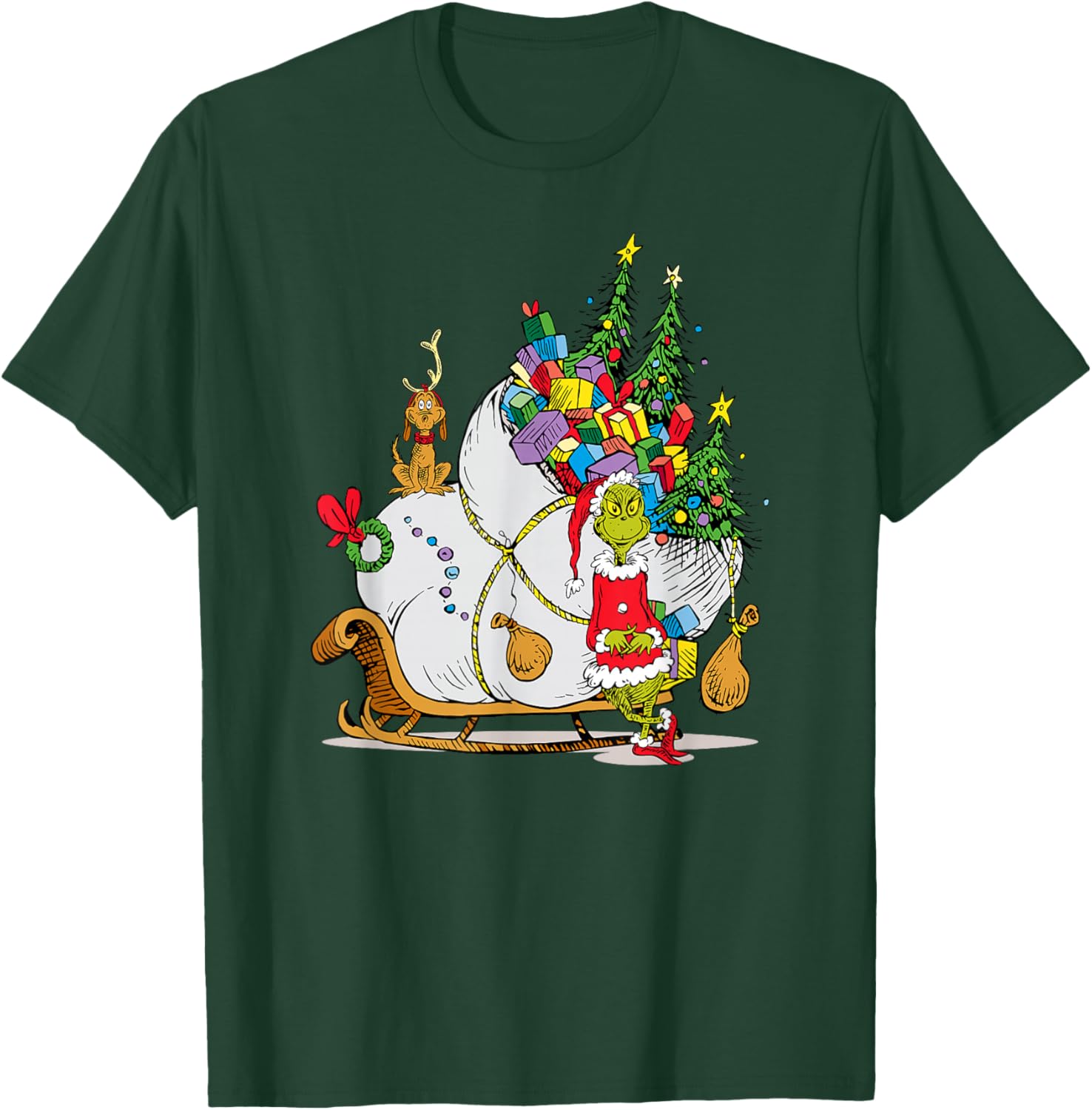 Dr. Seuss Grinch Sleigh T-Shirt - Fun Christmas Apparel for Everyone - 6