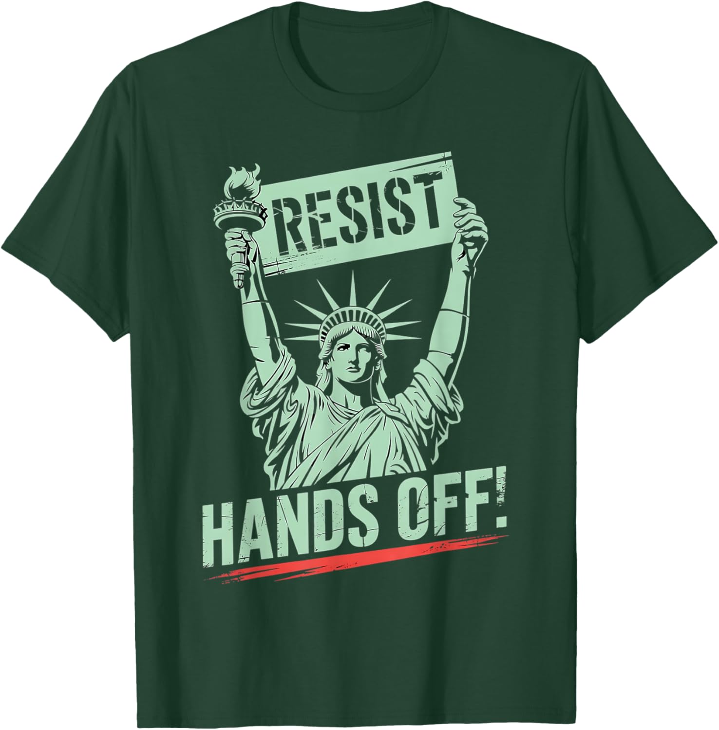 Statue of Liberty Resist Hands Off Graphic T-Shirt for Protest Awareness - 7