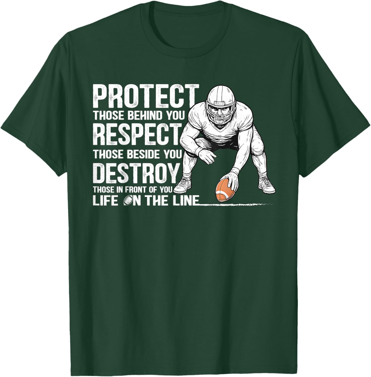 Vintage Protect Respect Destroy Offensive Lineman Football T-Shirt - 6
