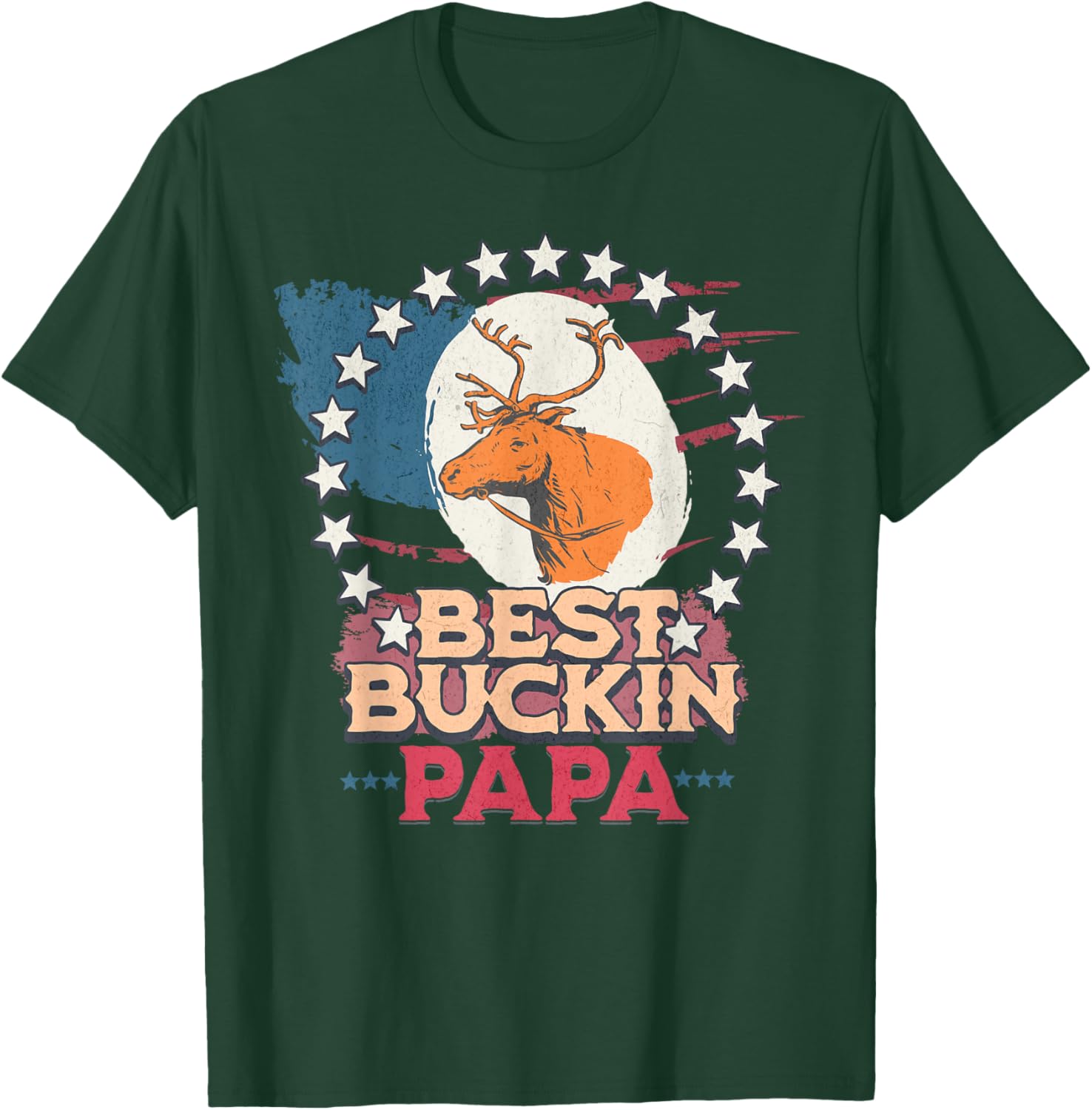 Best Bucking Papa American Flag T-Shirt for Fathers Who Love Hunting - 6