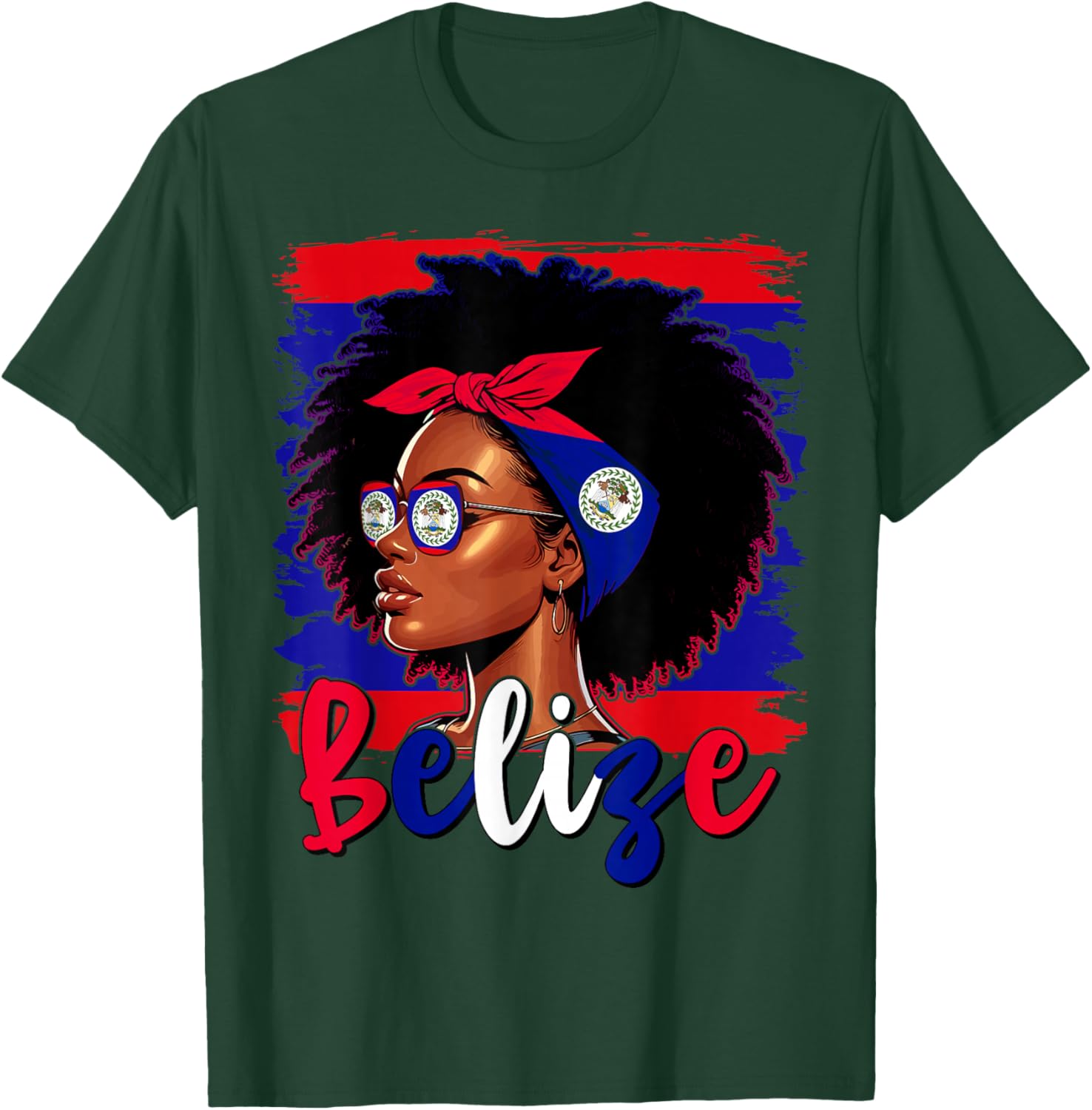 Proud Belizean Girl T-Shirt with Belize Flag for Women’s Fashion - 14